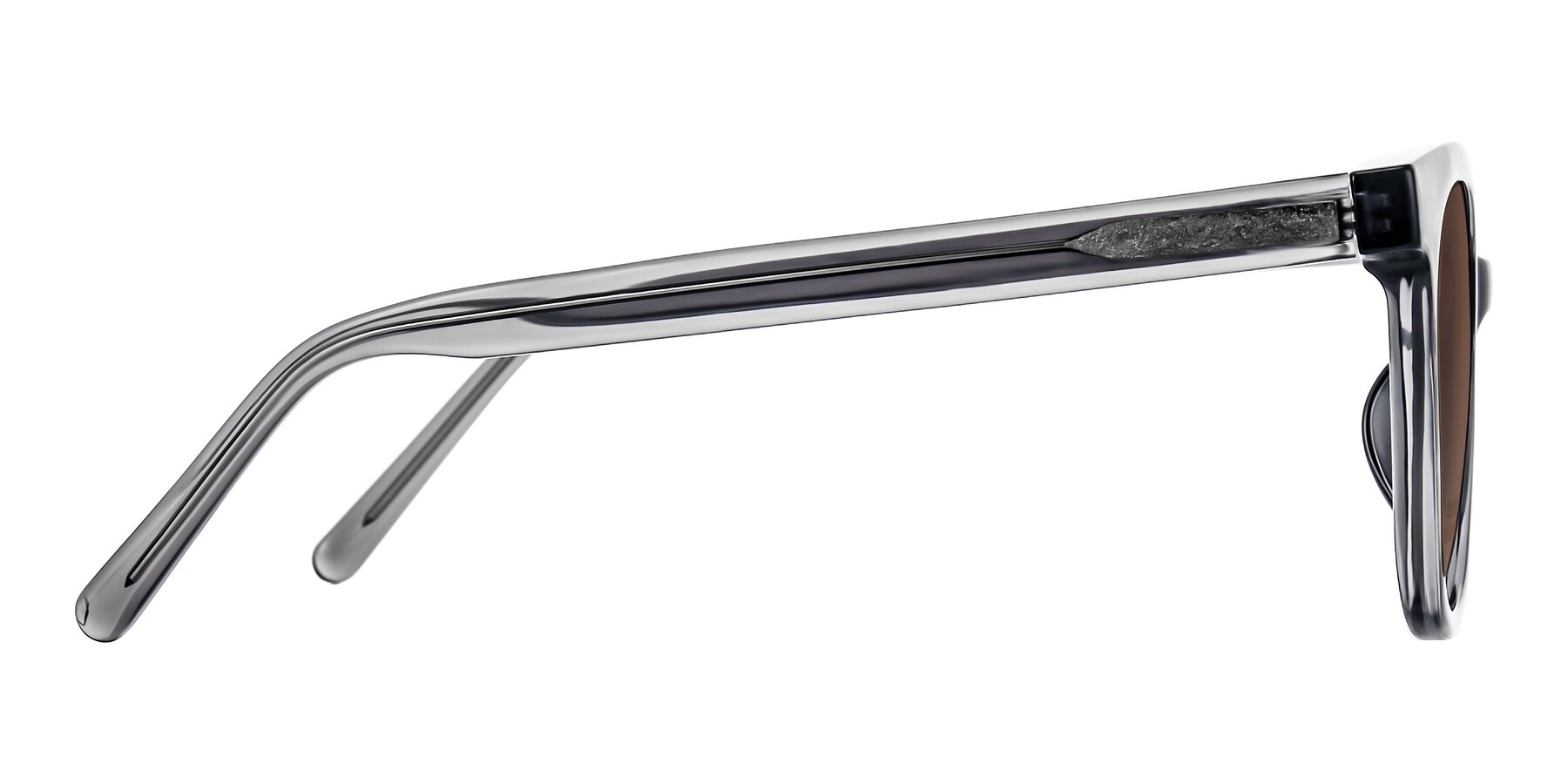 Side of Jeromme in Translucent Gray with Brown Tinted Lenses