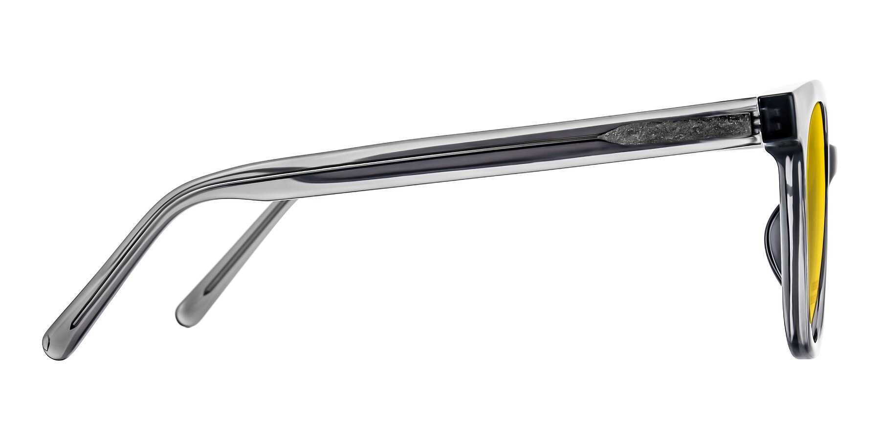 Side of Jeromme in Translucent Gray with Yellow Tinted Lenses
