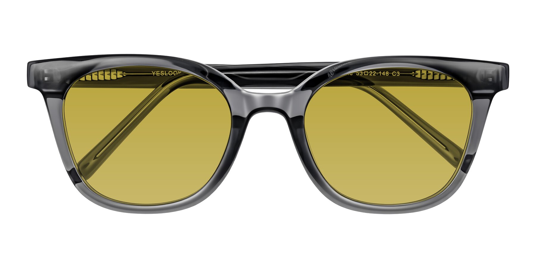 Folded Front of Jeromme in Translucent Gray with Champagne Tinted Lenses