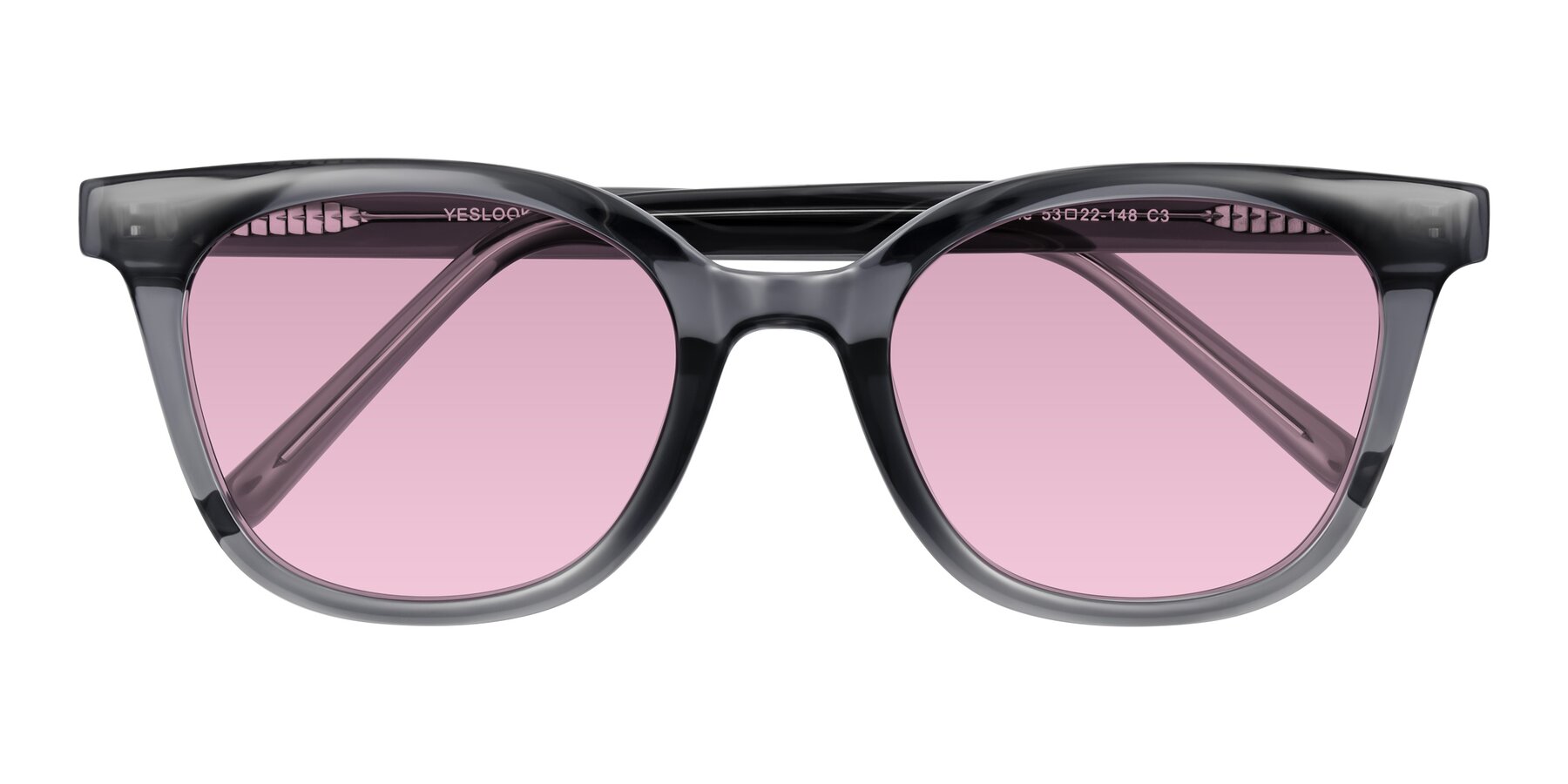 Folded Front of Jeromme in Translucent Gray with Light Wine Tinted Lenses