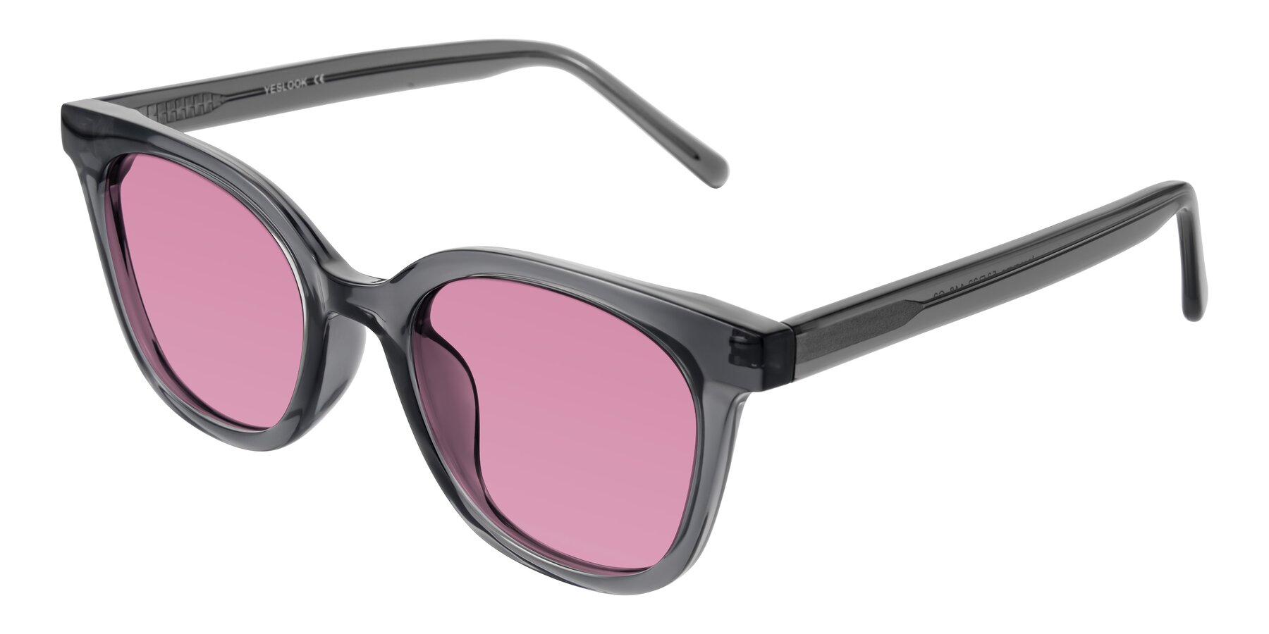 Angle of Jeromme in Translucent Gray with Medium Wine Tinted Lenses