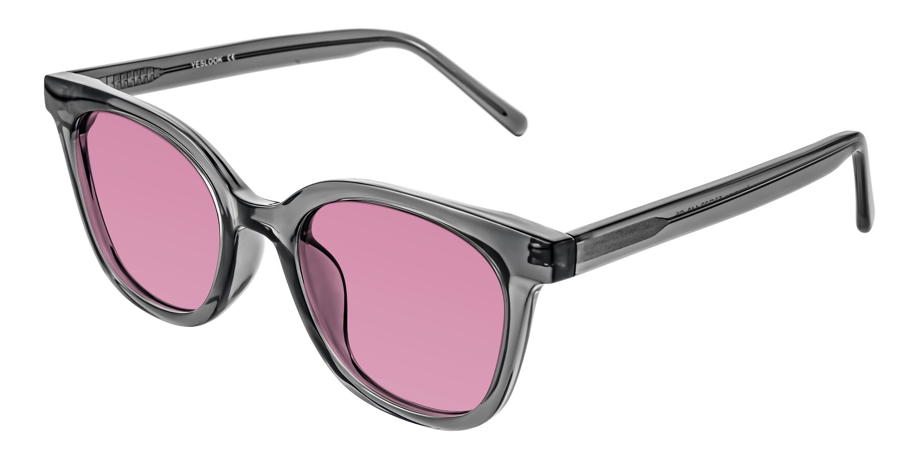 Angle of Jeromme in Translucent Gray with Medium Wine Tinted Lenses