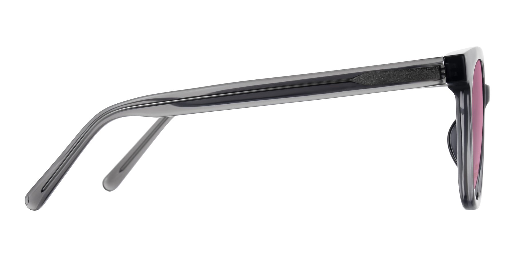 Side of Jeromme in Translucent Gray with Medium Wine Tinted Lenses