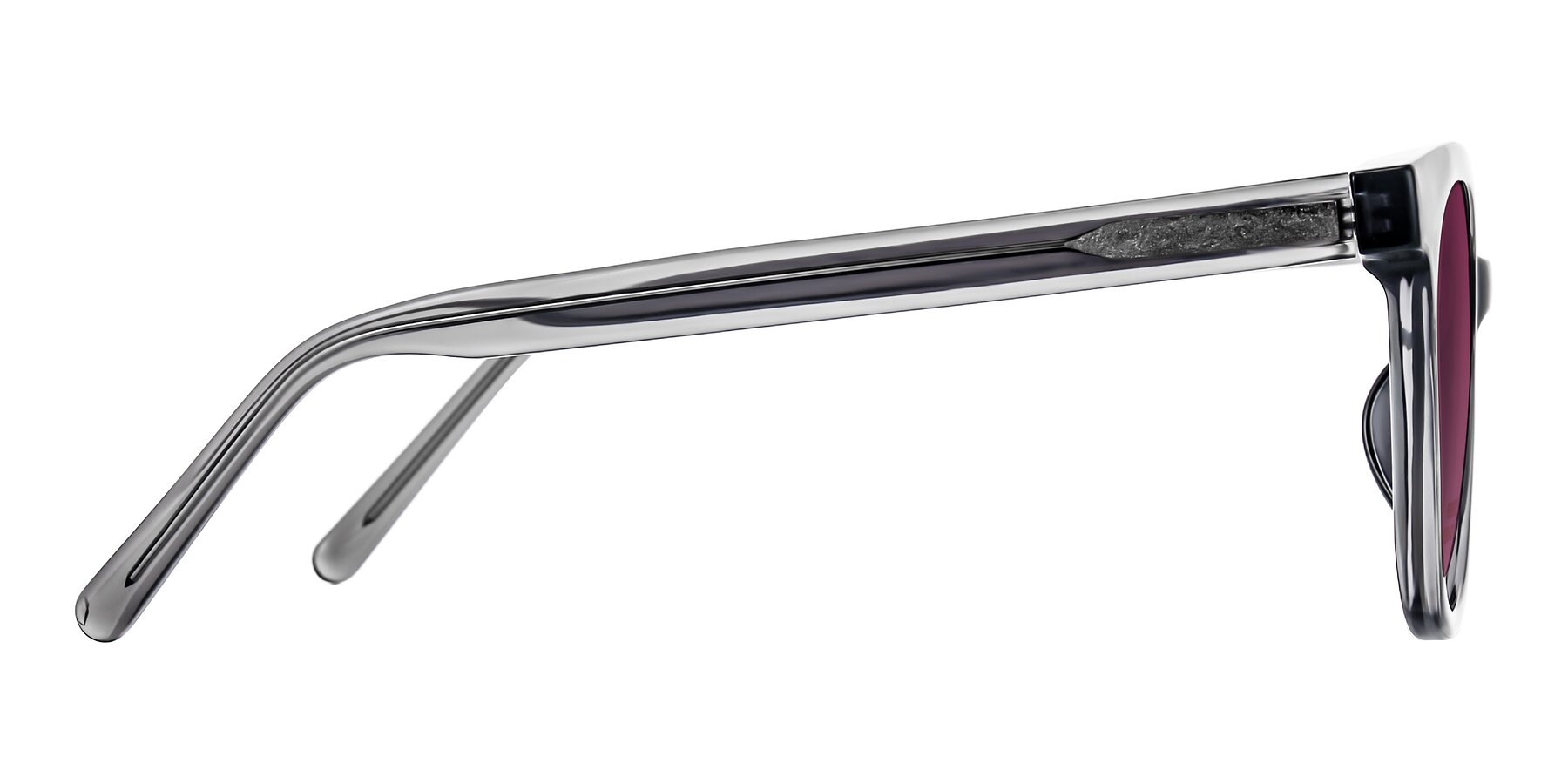 Side of Jeromme in Translucent Gray with Wine Tinted Lenses