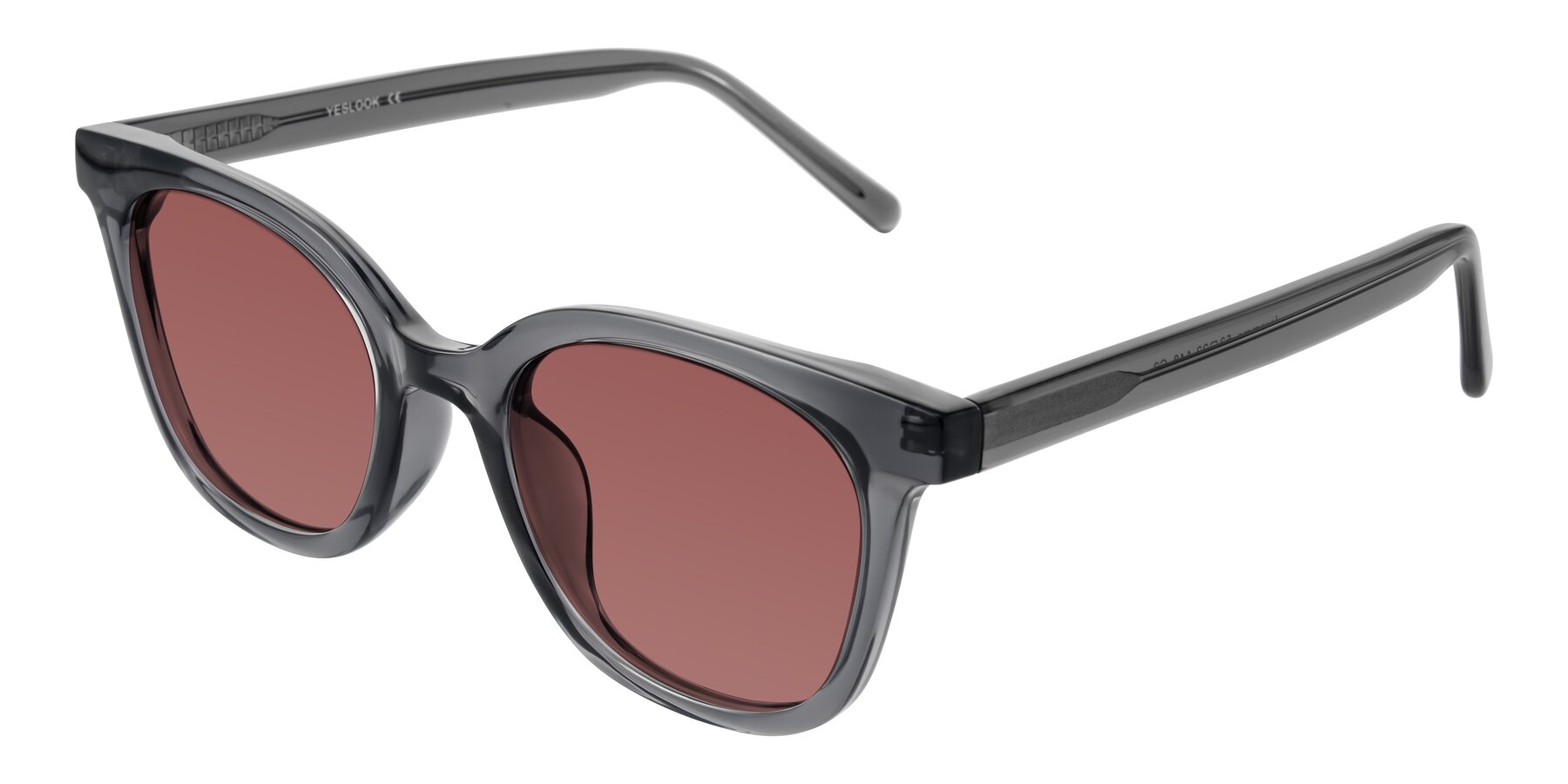 Angle of Jeromme in Translucent Gray with Garnet Tinted Lenses