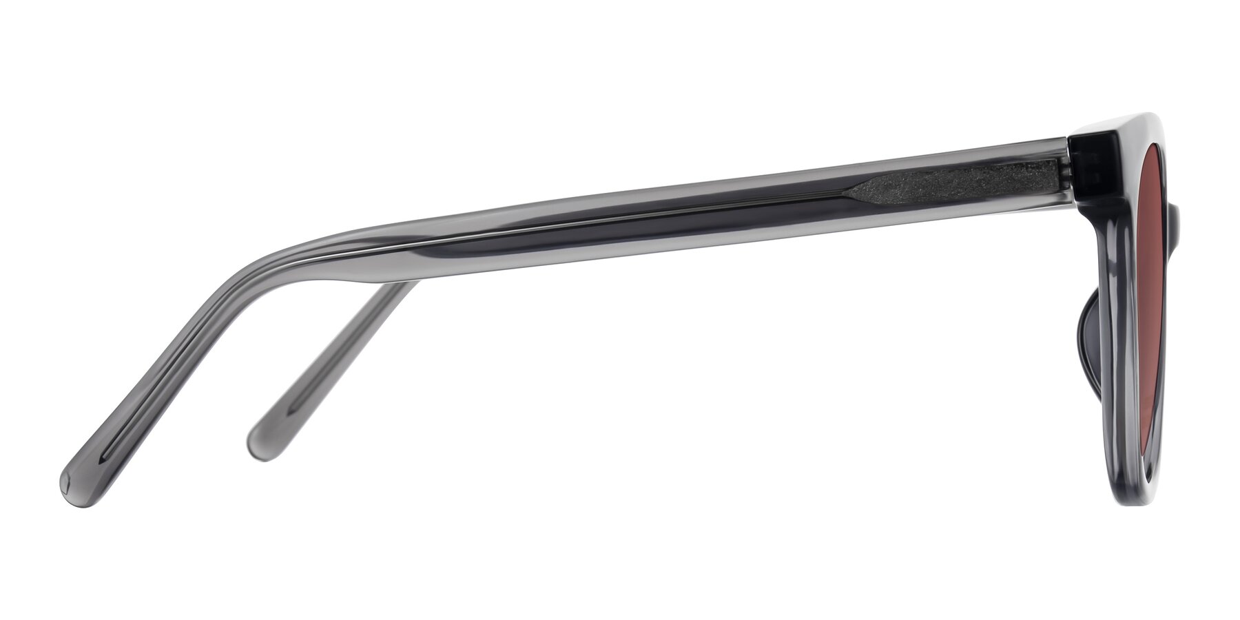 Side of Jeromme in Translucent Gray with Garnet Tinted Lenses