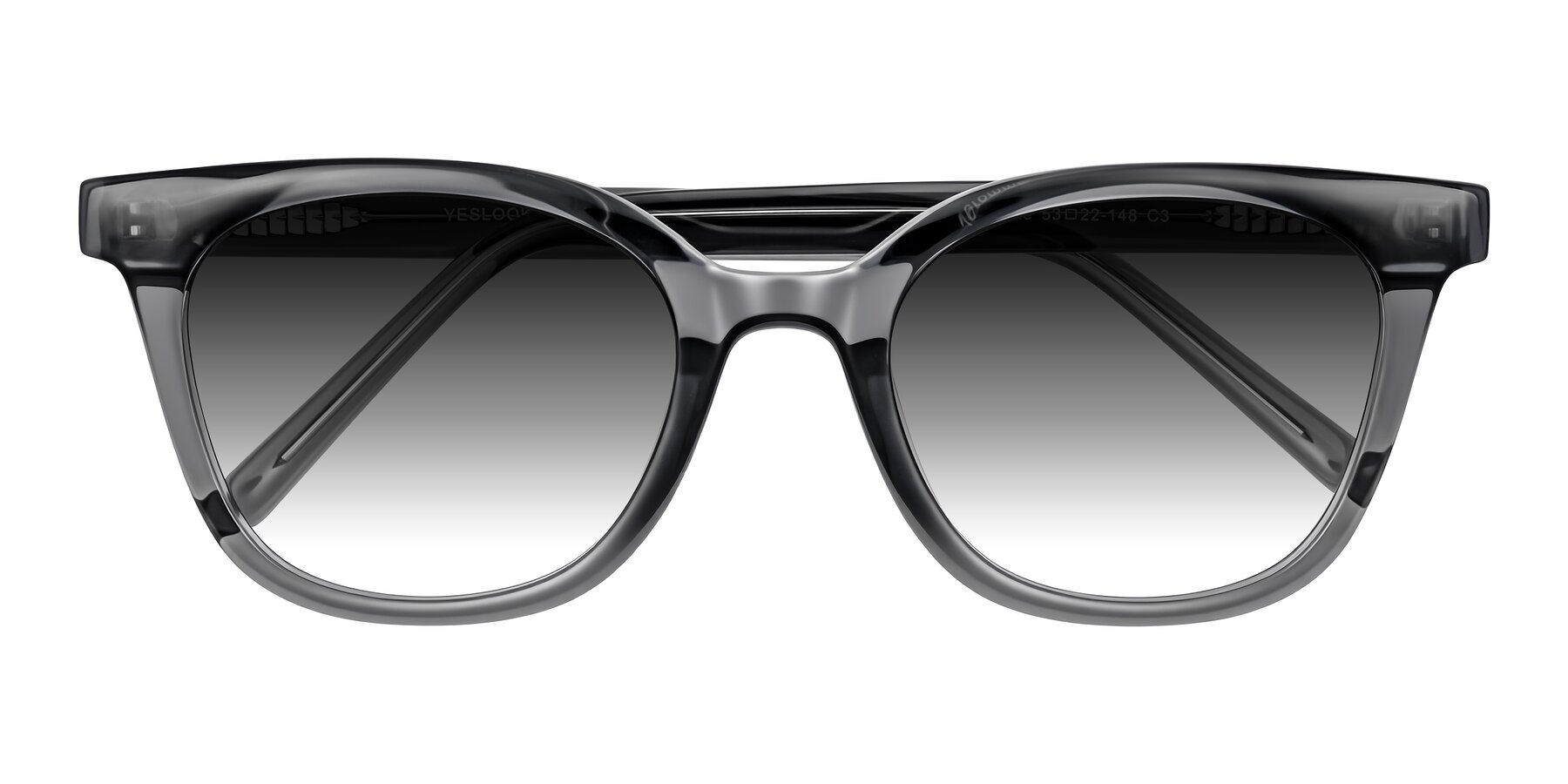 Folded Front of Jeromme in Translucent Gray with Gray Gradient Lenses