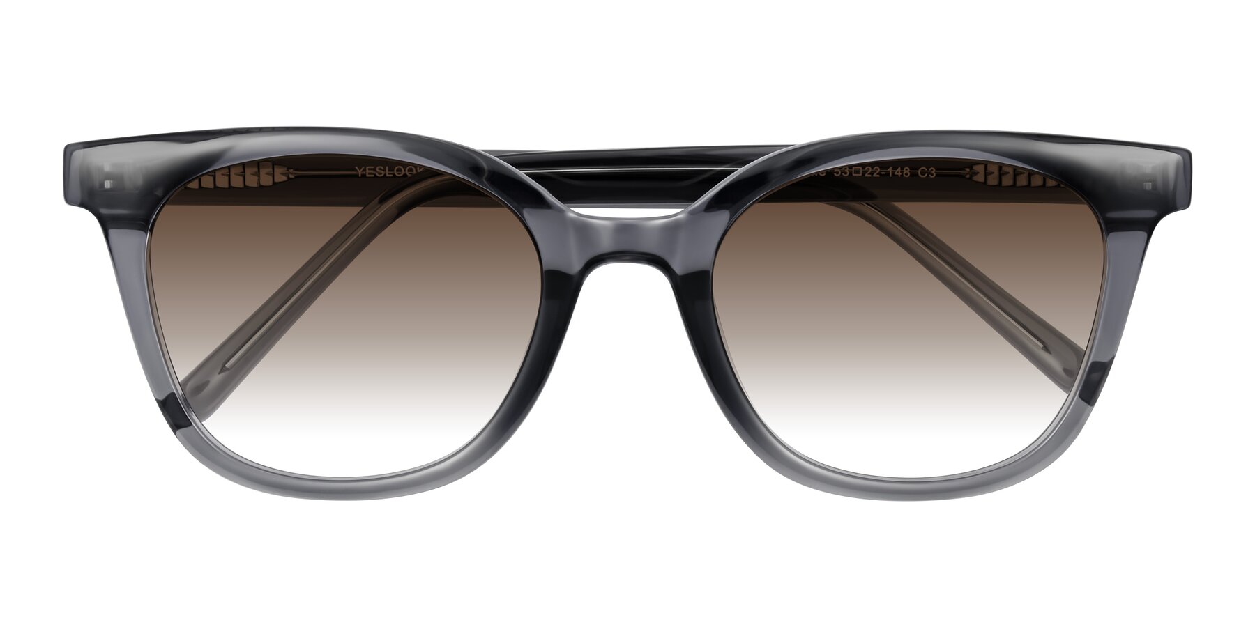 Folded Front of Jeromme in Translucent Gray with Brown Gradient Lenses
