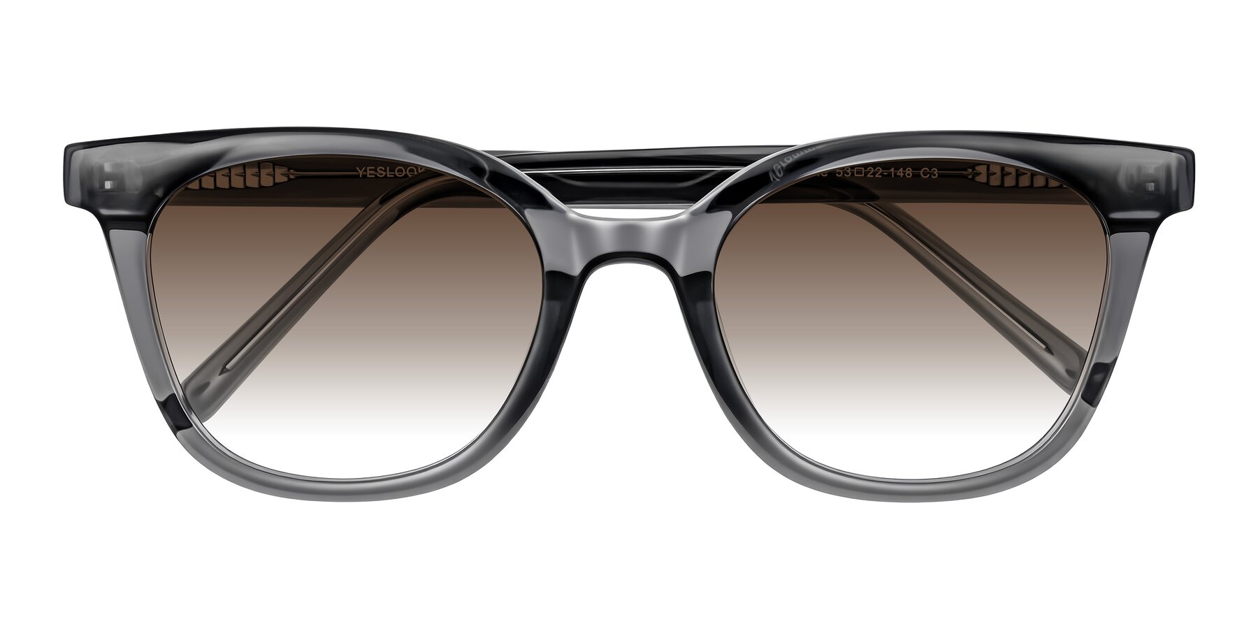 Folded Front of Jeromme in Translucent Gray with Brown Gradient Lenses