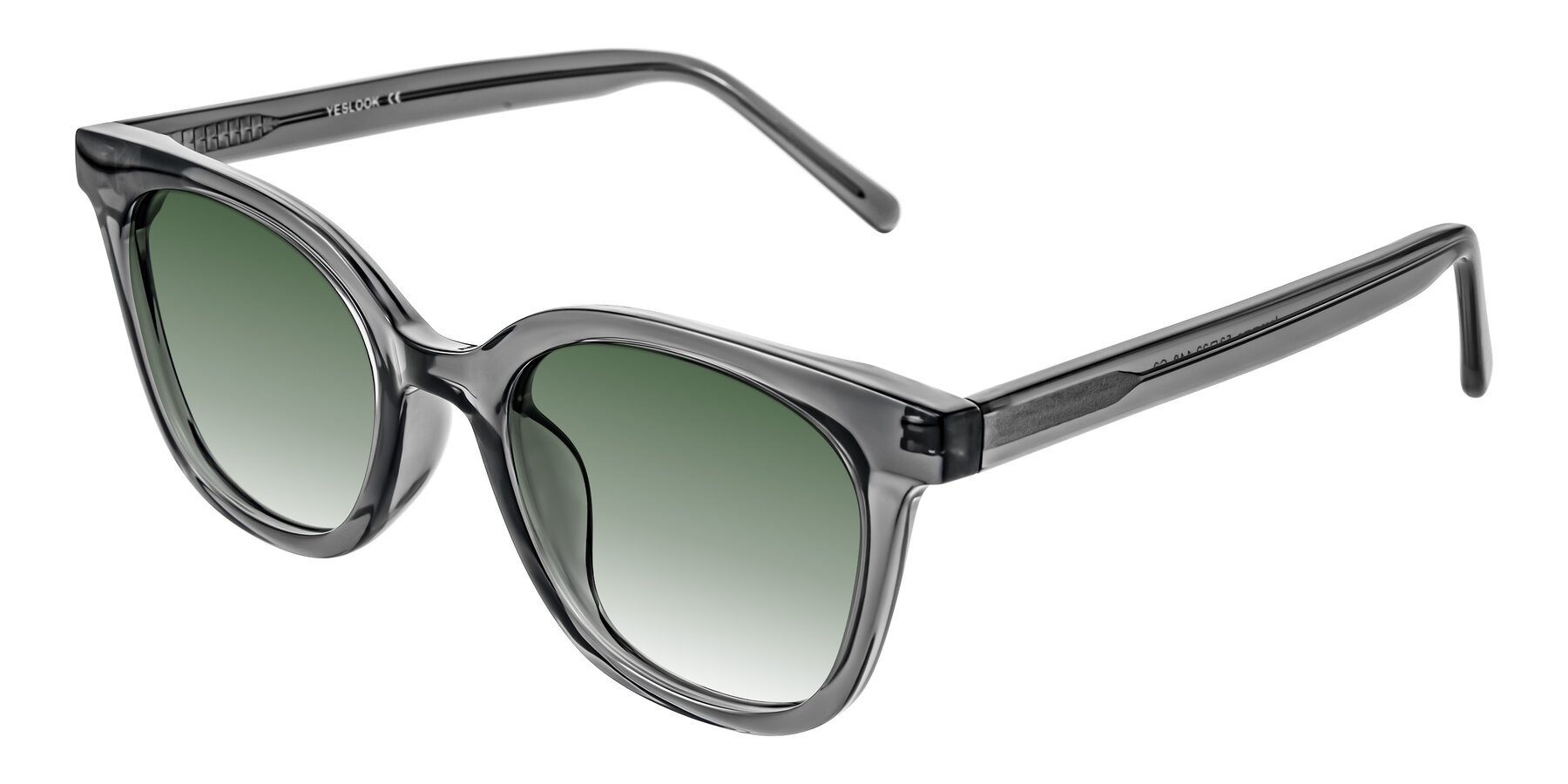 Angle of Jeromme in Translucent Gray with Green Gradient Lenses