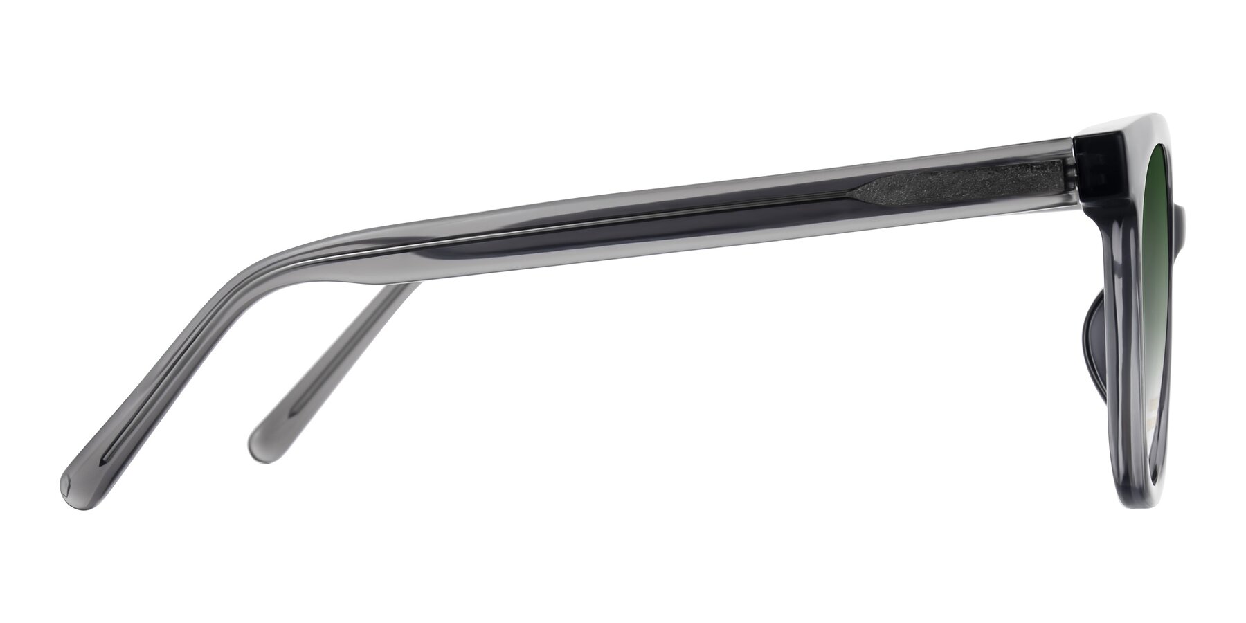 Side of Jeromme in Translucent Gray with Green Gradient Lenses