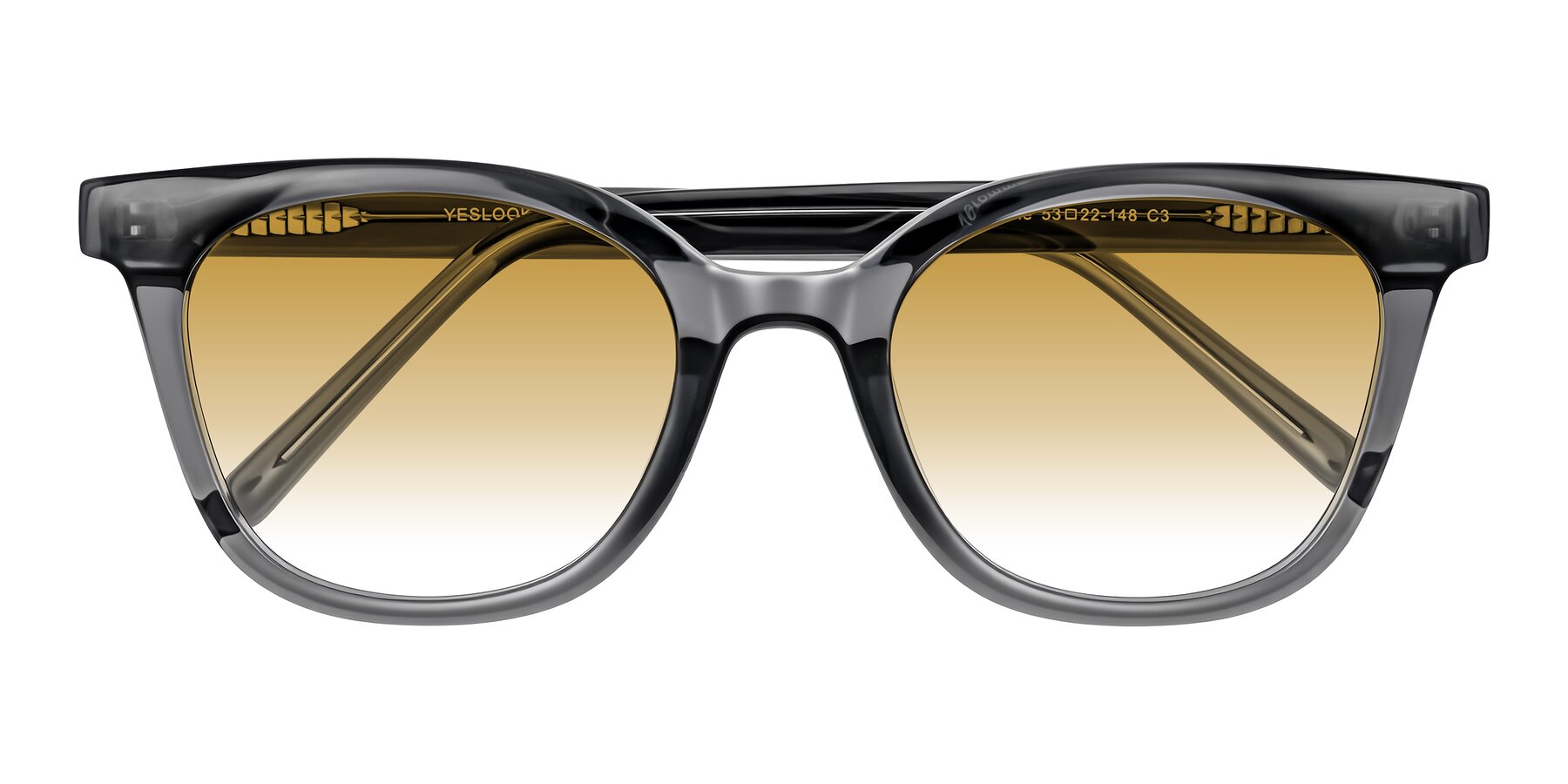 Folded Front of Jeromme in Translucent Gray with Champagne Gradient Lenses
