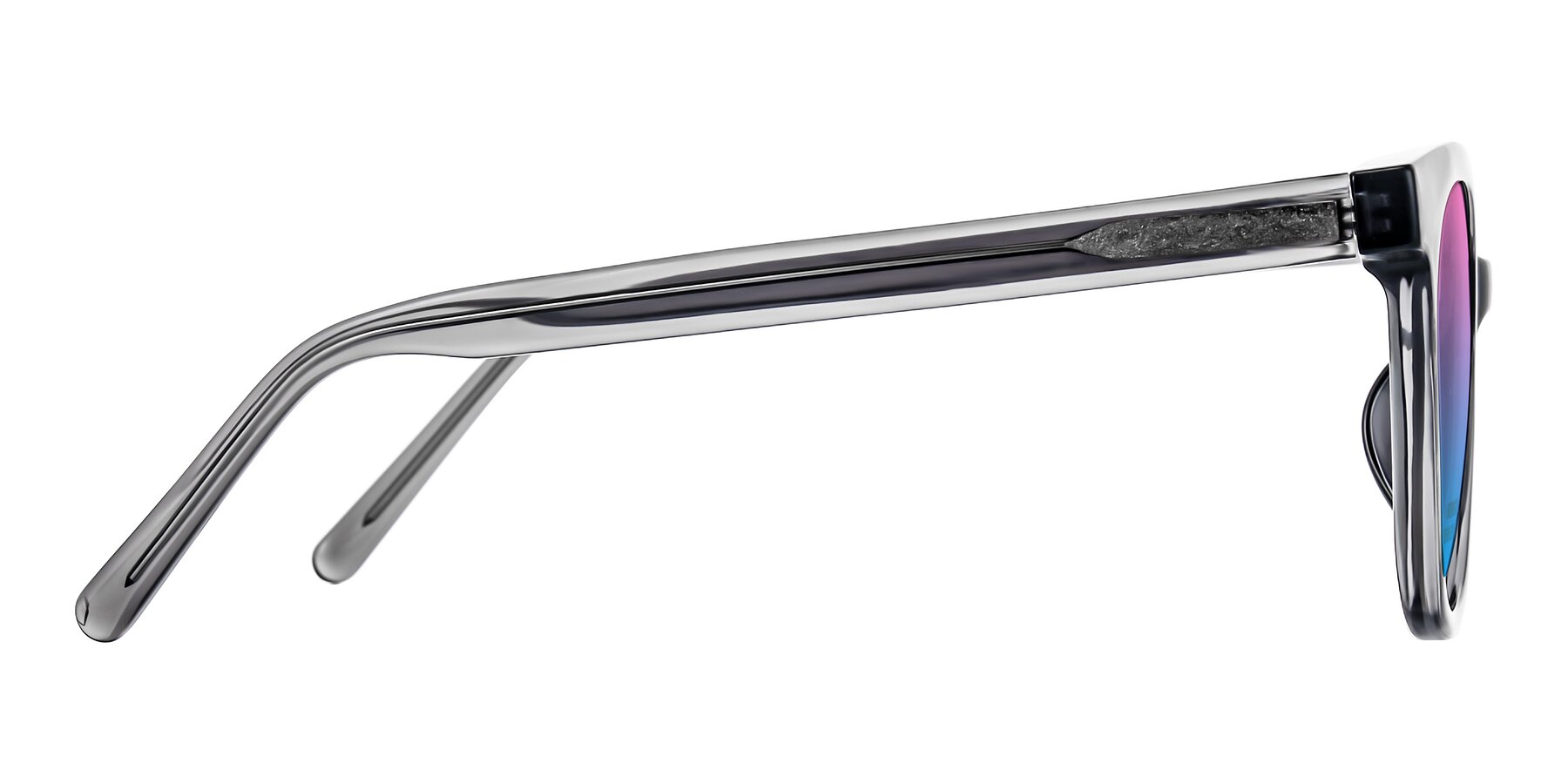 Side of Jeromme in Translucent Gray with Pink / Blue Gradient Lenses