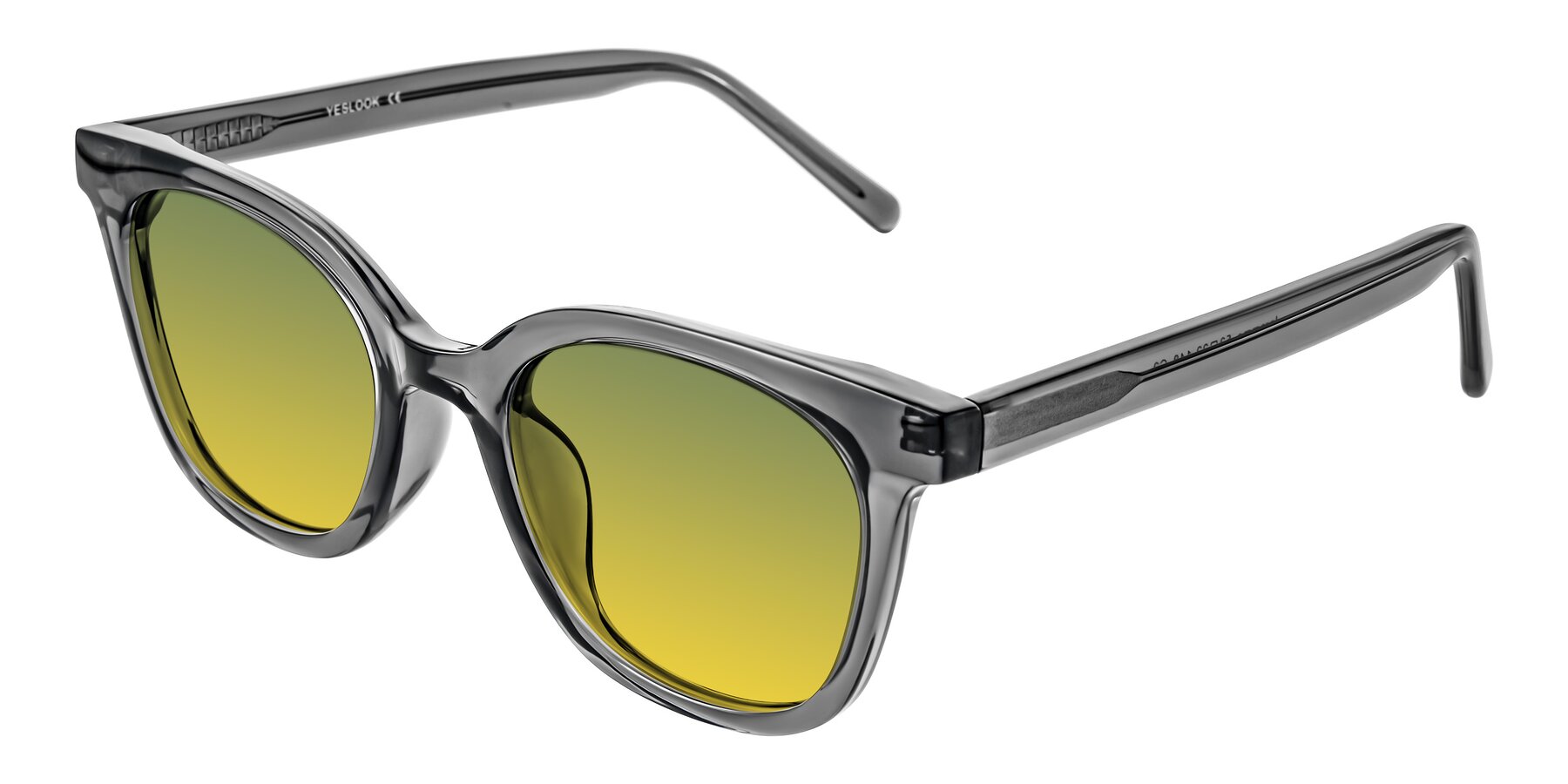 Angle of Jeromme in Translucent Gray with Green / Yellow Gradient Lenses