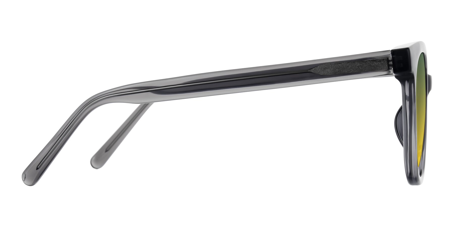 Side of Jeromme in Translucent Gray with Green / Yellow Gradient Lenses
