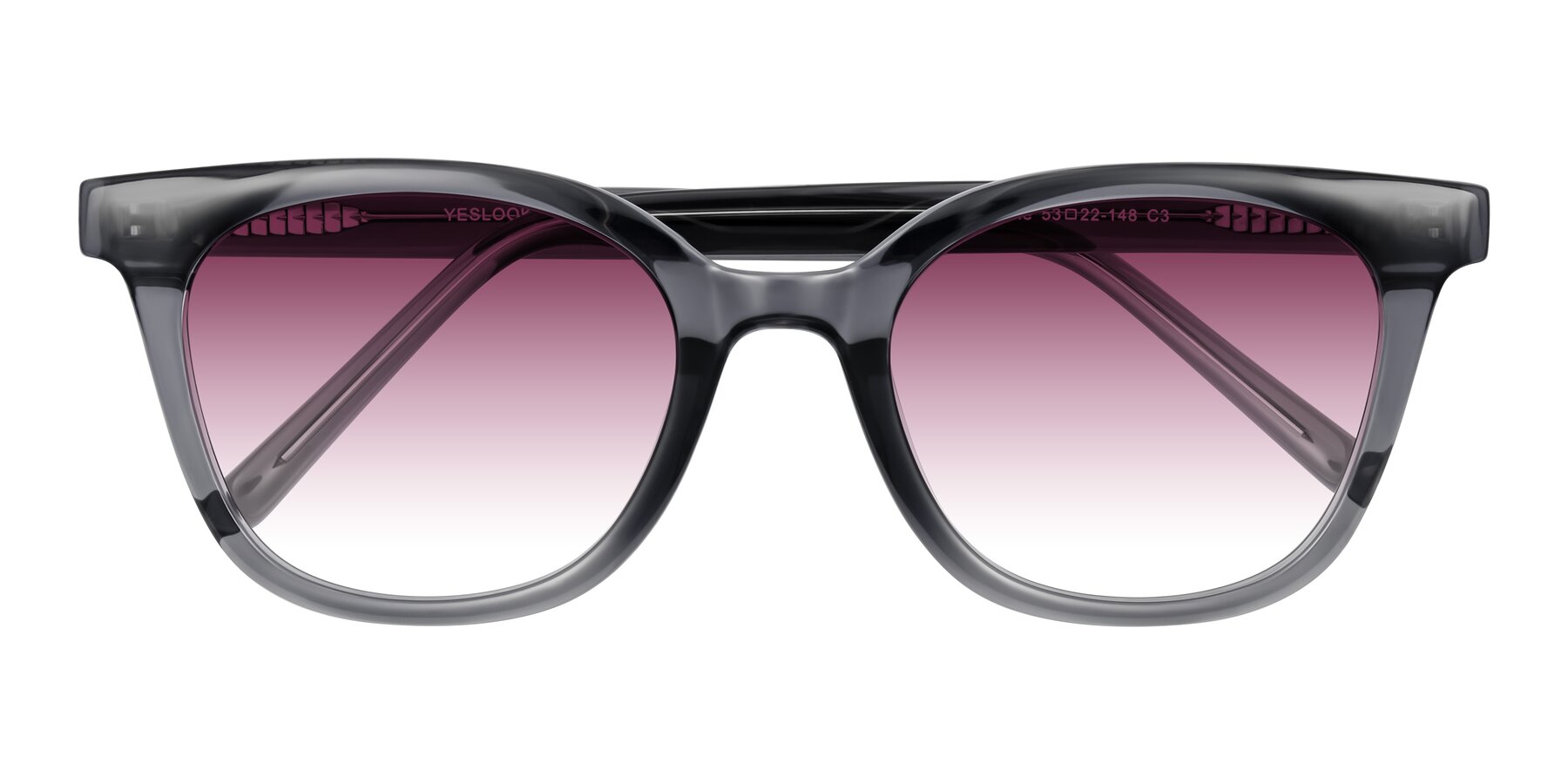 Folded Front of Jeromme in Translucent Gray with Wine Gradient Lenses