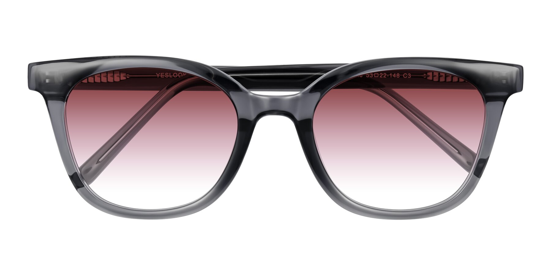 Folded Front of Jeromme in Translucent Gray with Garnet Gradient Lenses