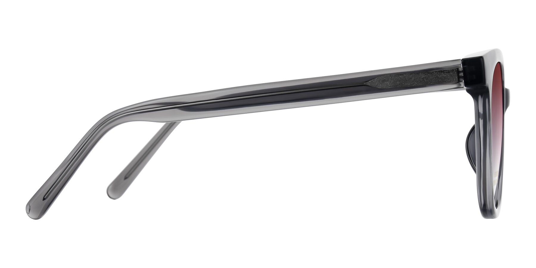 Side of Jeromme in Translucent Gray with Garnet Gradient Lenses