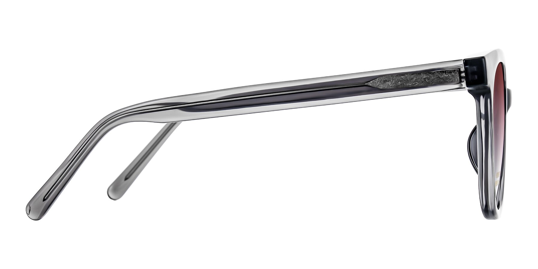 Side of Jeromme in Translucent Gray with Garnet Gradient Lenses