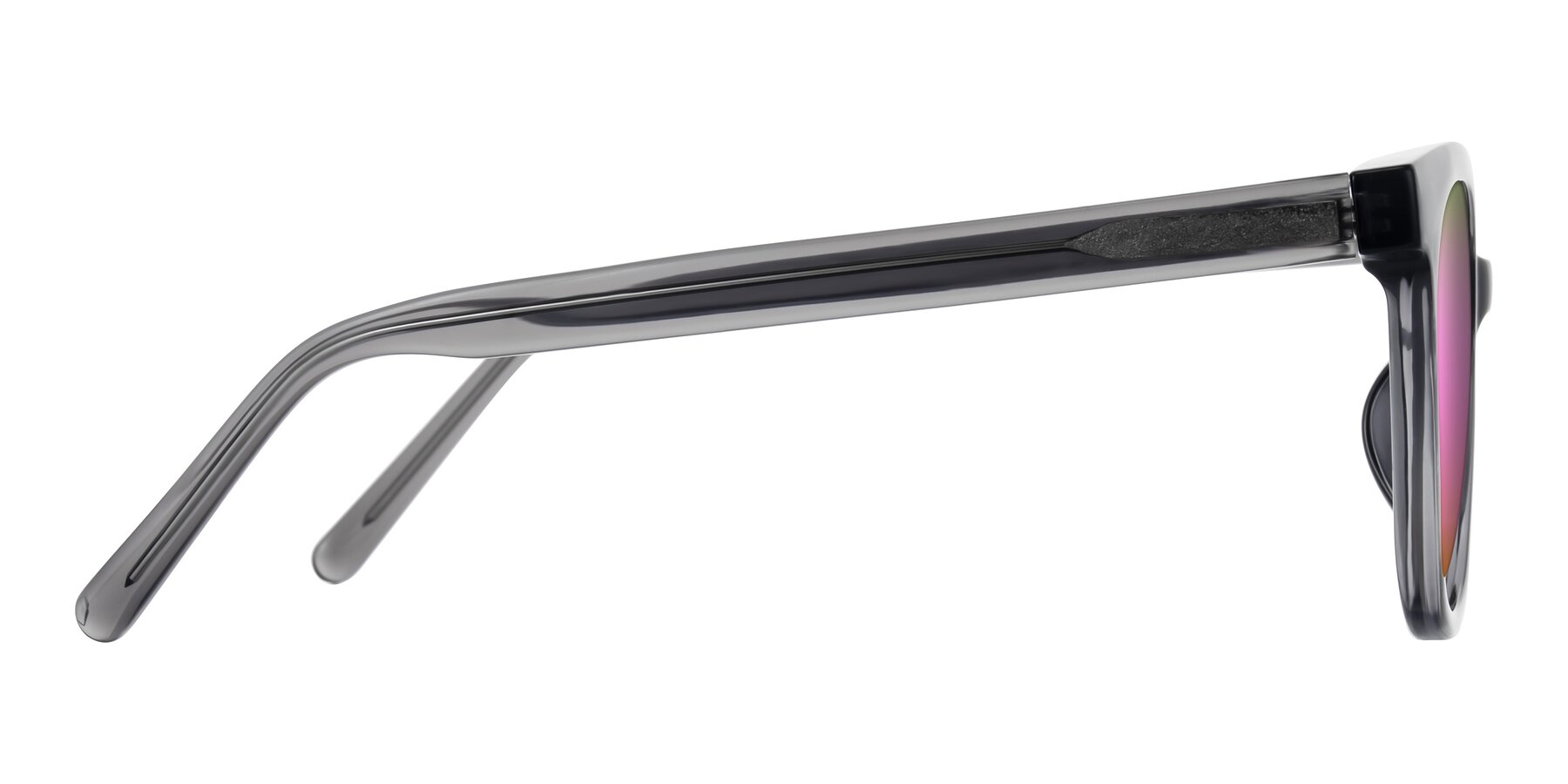 Side of Jeromme in Translucent Gray with Pink Mirrored Lenses