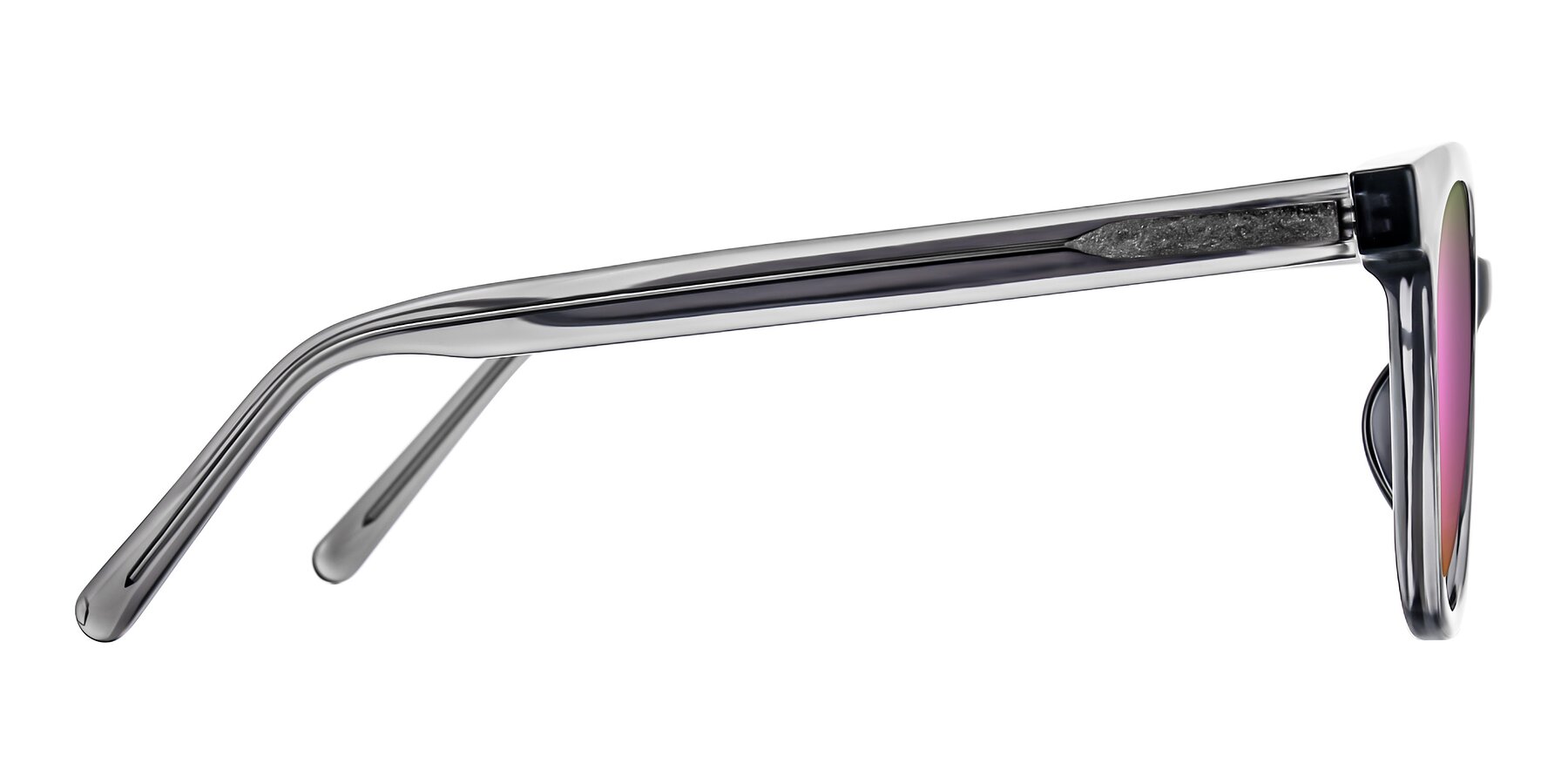 Side of Jeromme in Translucent Gray with Pink Mirrored Lenses