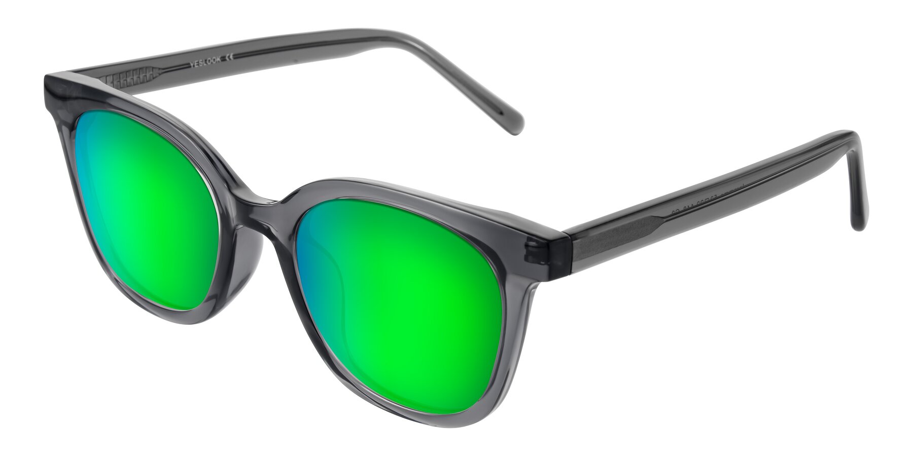 Angle of Jeromme in Translucent Gray with Green Mirrored Lenses
