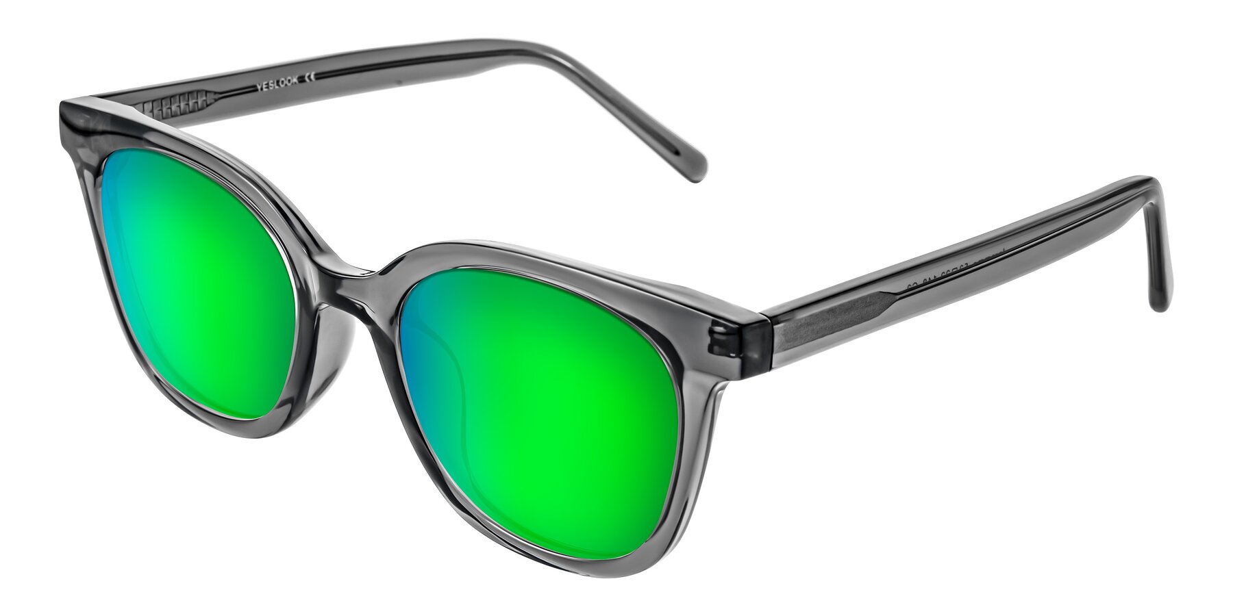 Angle of Jeromme in Translucent Gray with Green Mirrored Lenses
