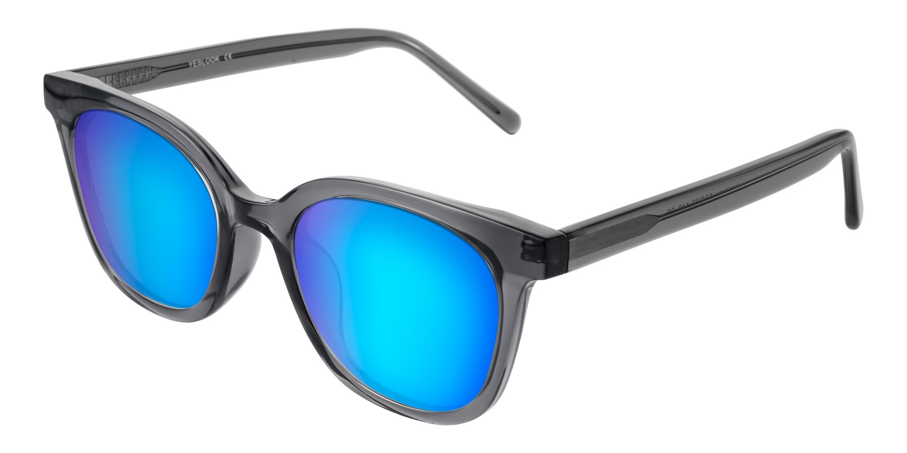 Angle of Jeromme in Translucent Gray with Blue Mirrored Lenses
