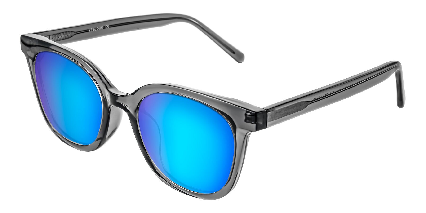 Angle of Jeromme in Translucent Gray with Blue Mirrored Lenses