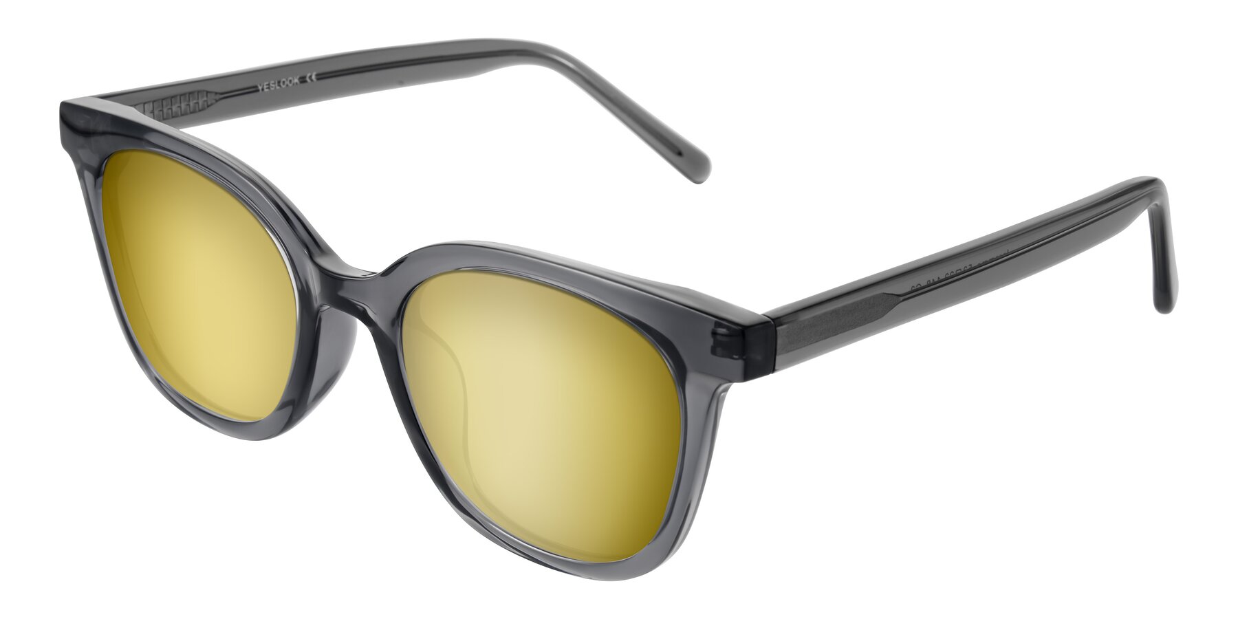 Angle of Jeromme in Translucent Gray with Gold Mirrored Lenses