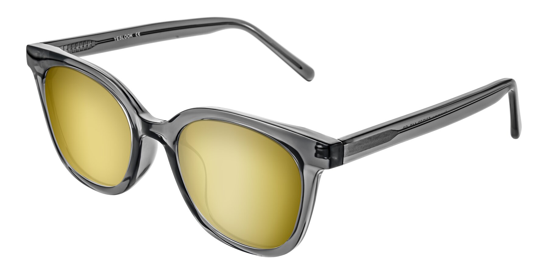 Angle of Jeromme in Translucent Gray with Gold Mirrored Lenses