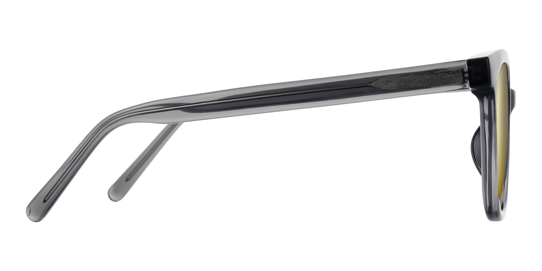 Side of Jeromme in Translucent Gray with Gold Mirrored Lenses
