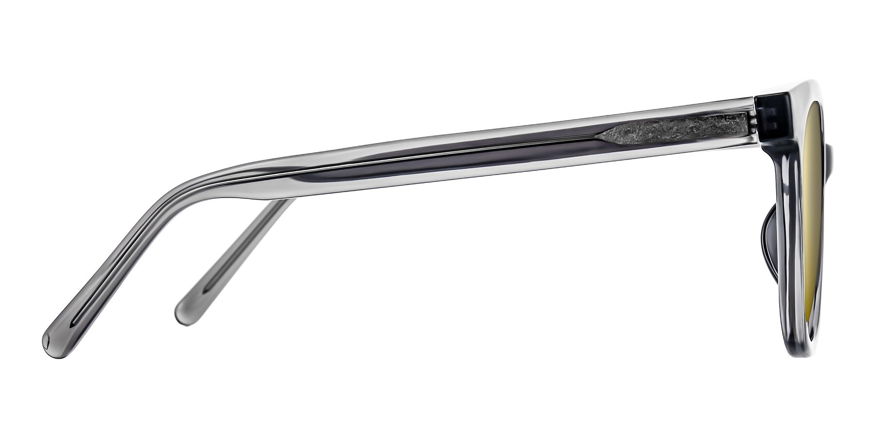 Side of Jeromme in Translucent Gray with Gold Mirrored Lenses
