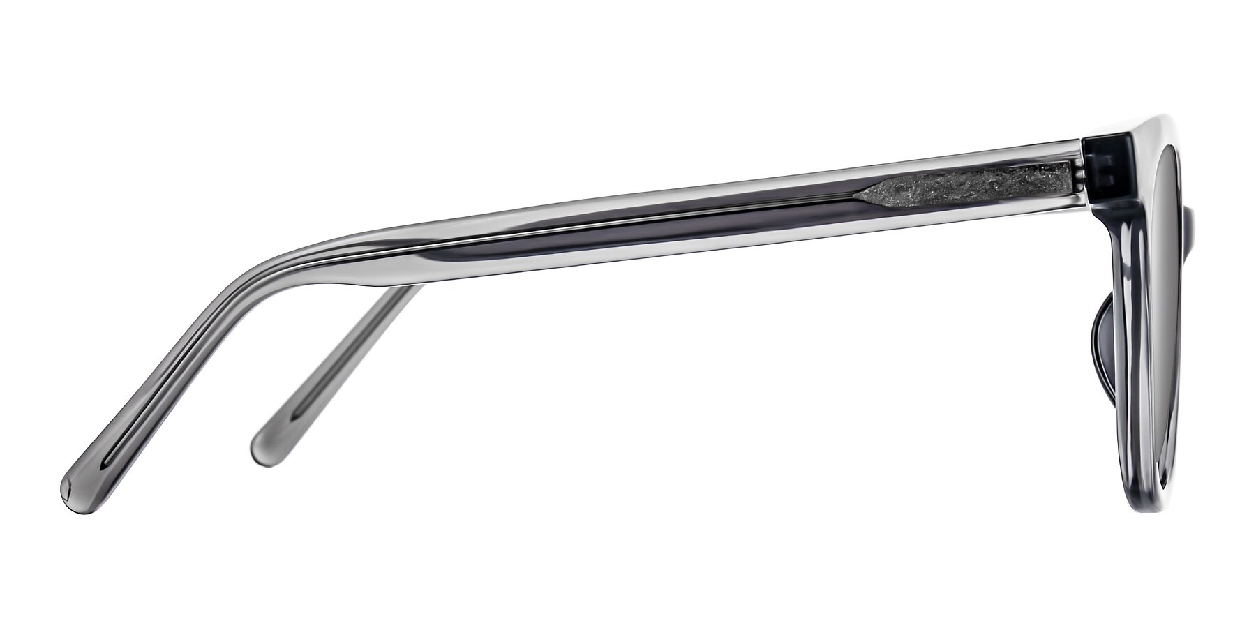 Side of Jeromme in Translucent Gray with Silver Mirrored Lenses
