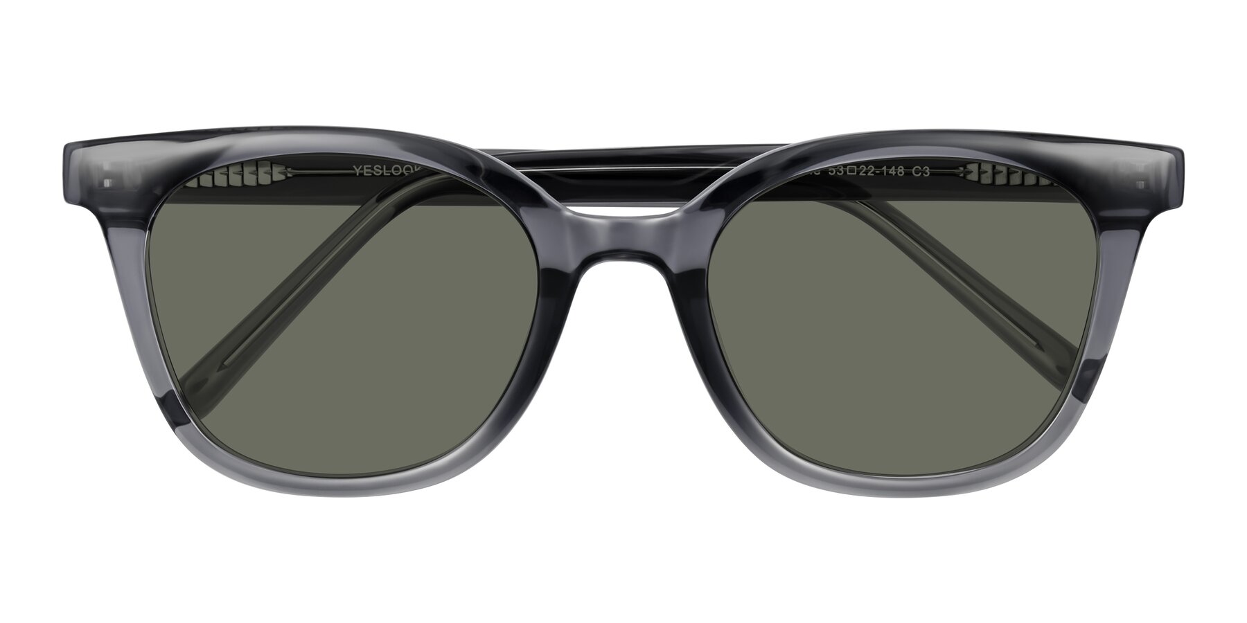 Folded Front of Jeromme in Translucent Gray with Gray Polarized Lenses