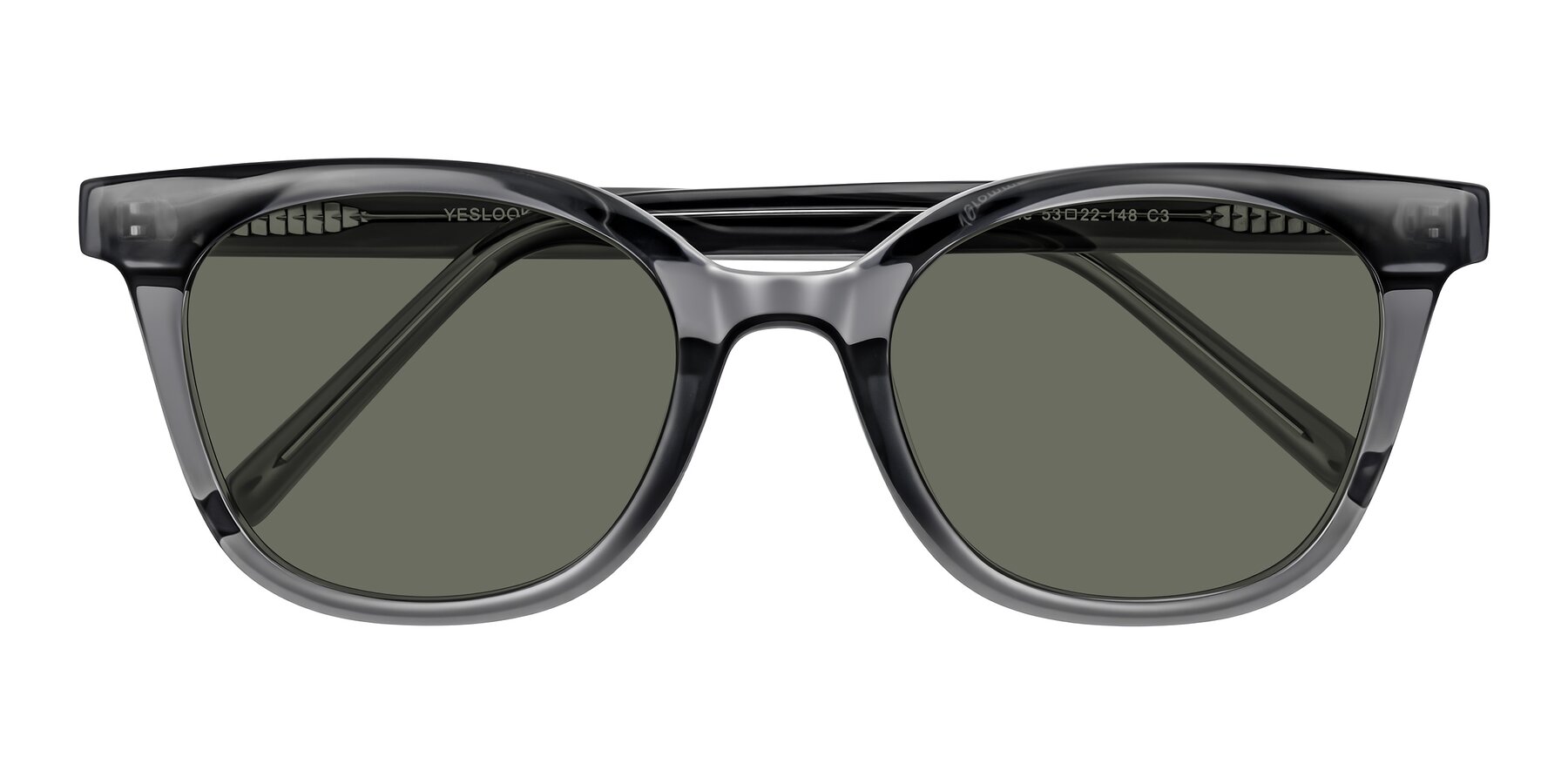 Folded Front of Jeromme in Translucent Gray with Gray Polarized Lenses
