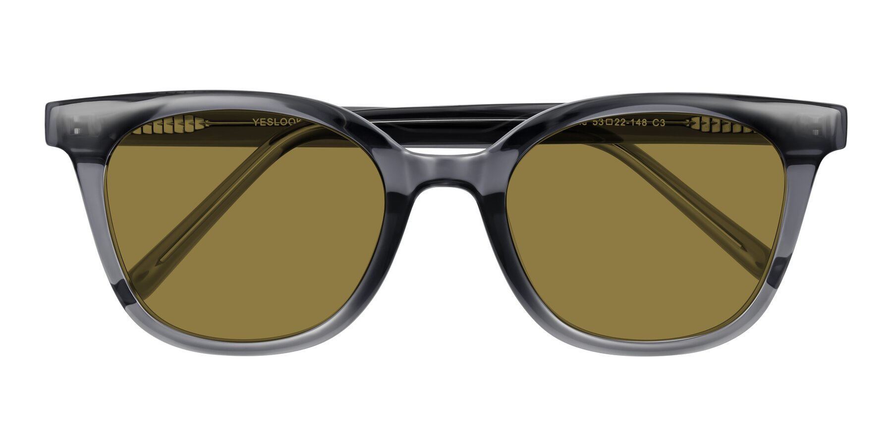 Folded Front of Jeromme in Translucent Gray with Brown Polarized Lenses