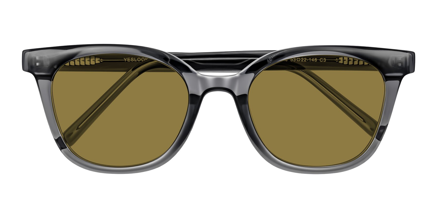 Folded Front of Jeromme in Translucent Gray with Brown Polarized Lenses