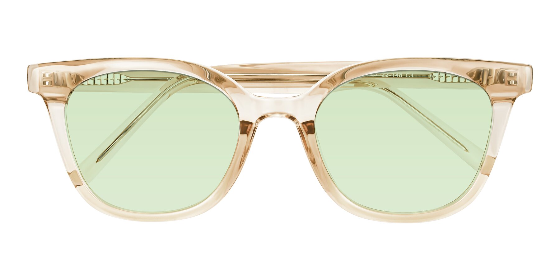 Folded Front of Jeromme in Champagne with Light Green Tinted Lenses