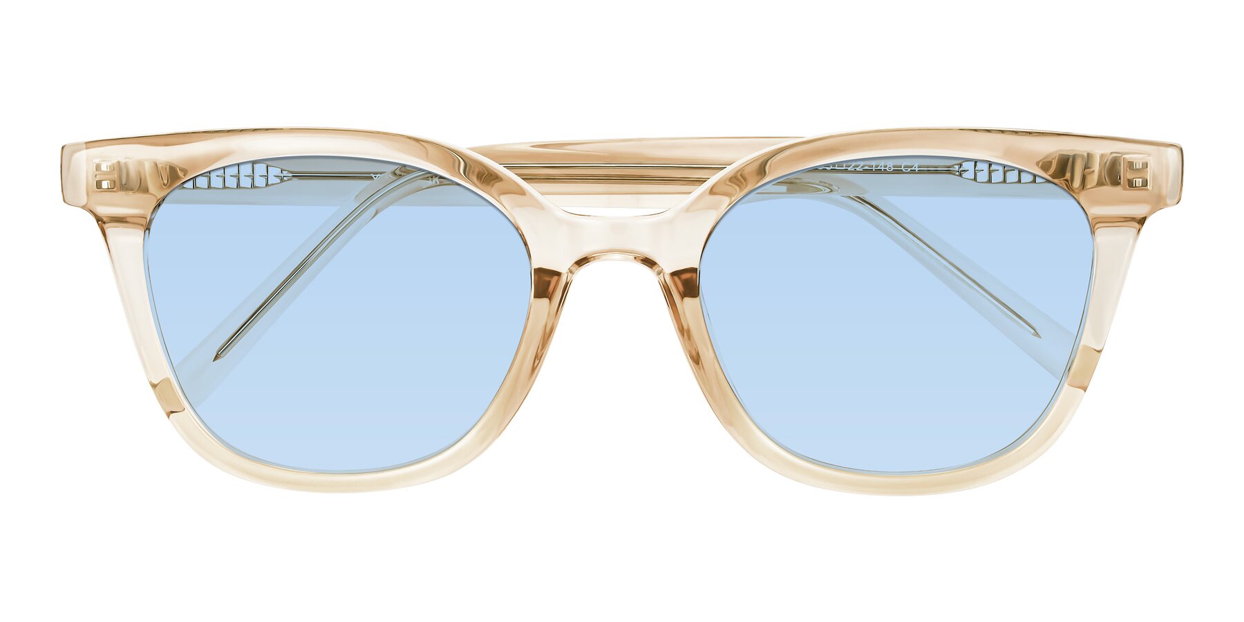 Folded Front of Jeromme in Champagne with Light Blue Tinted Lenses