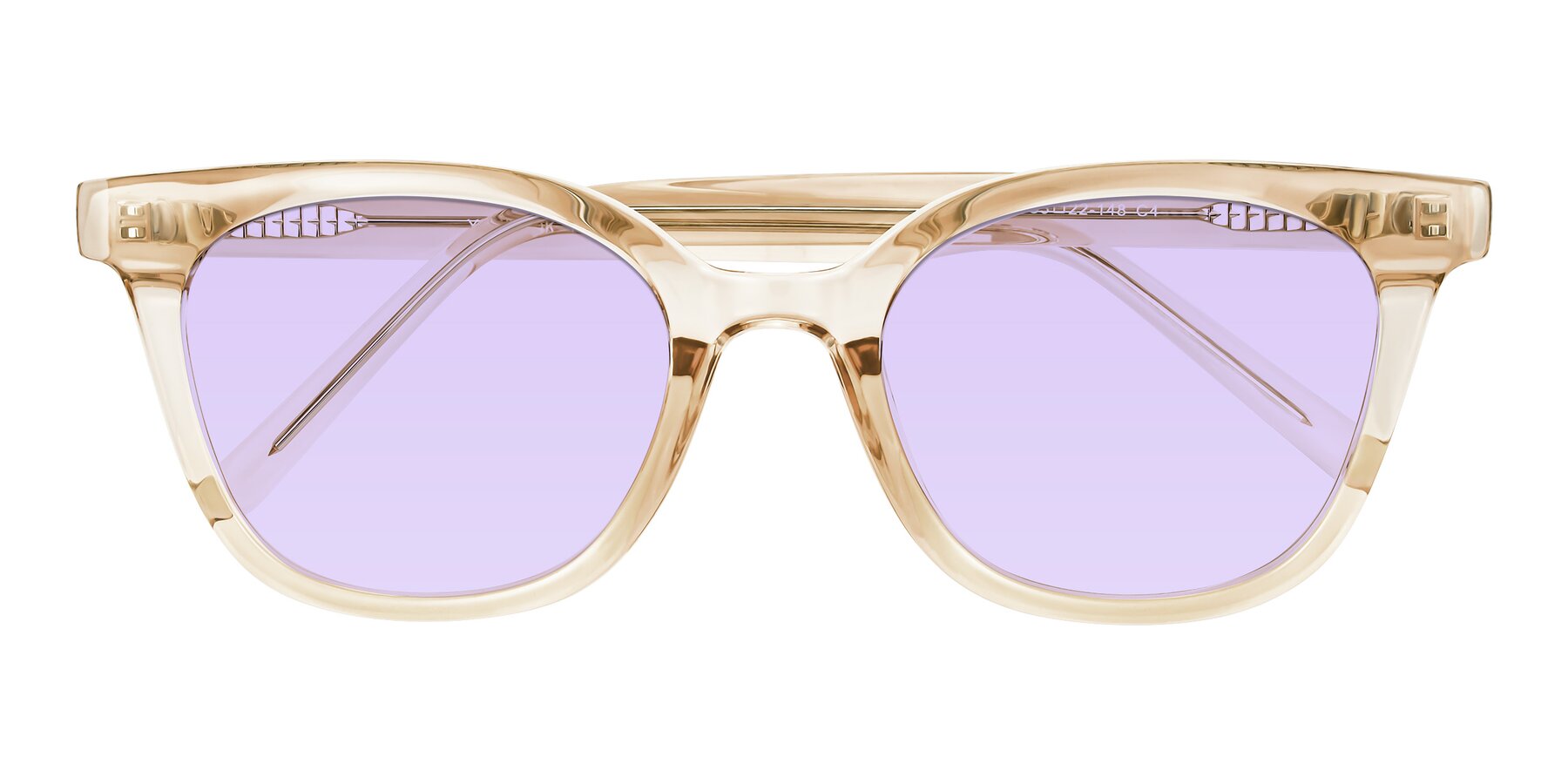 Folded Front of Jeromme in Champagne with Light Purple Tinted Lenses