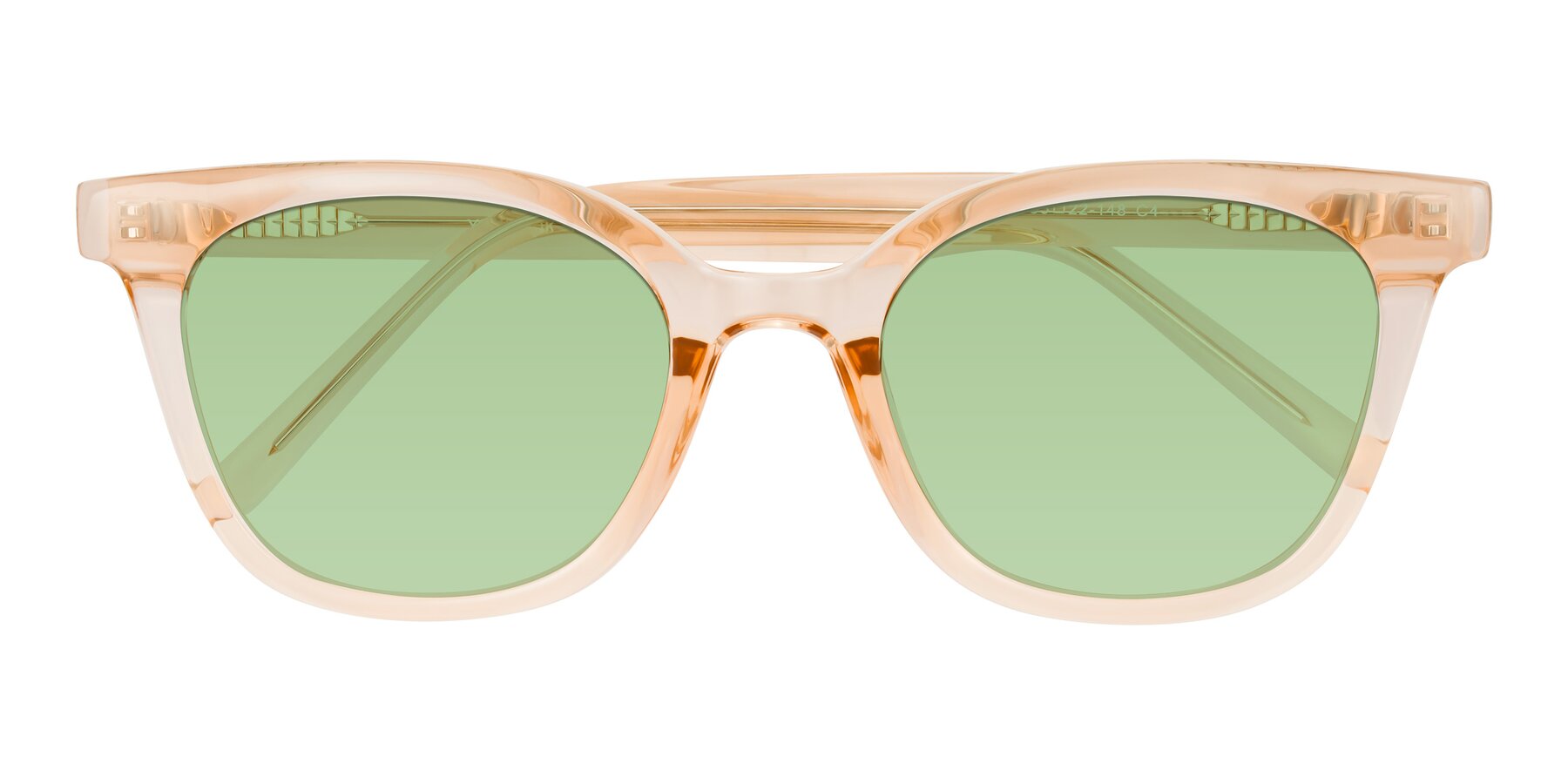 Folded Front of Jeromme in Champagne with Medium Green Tinted Lenses