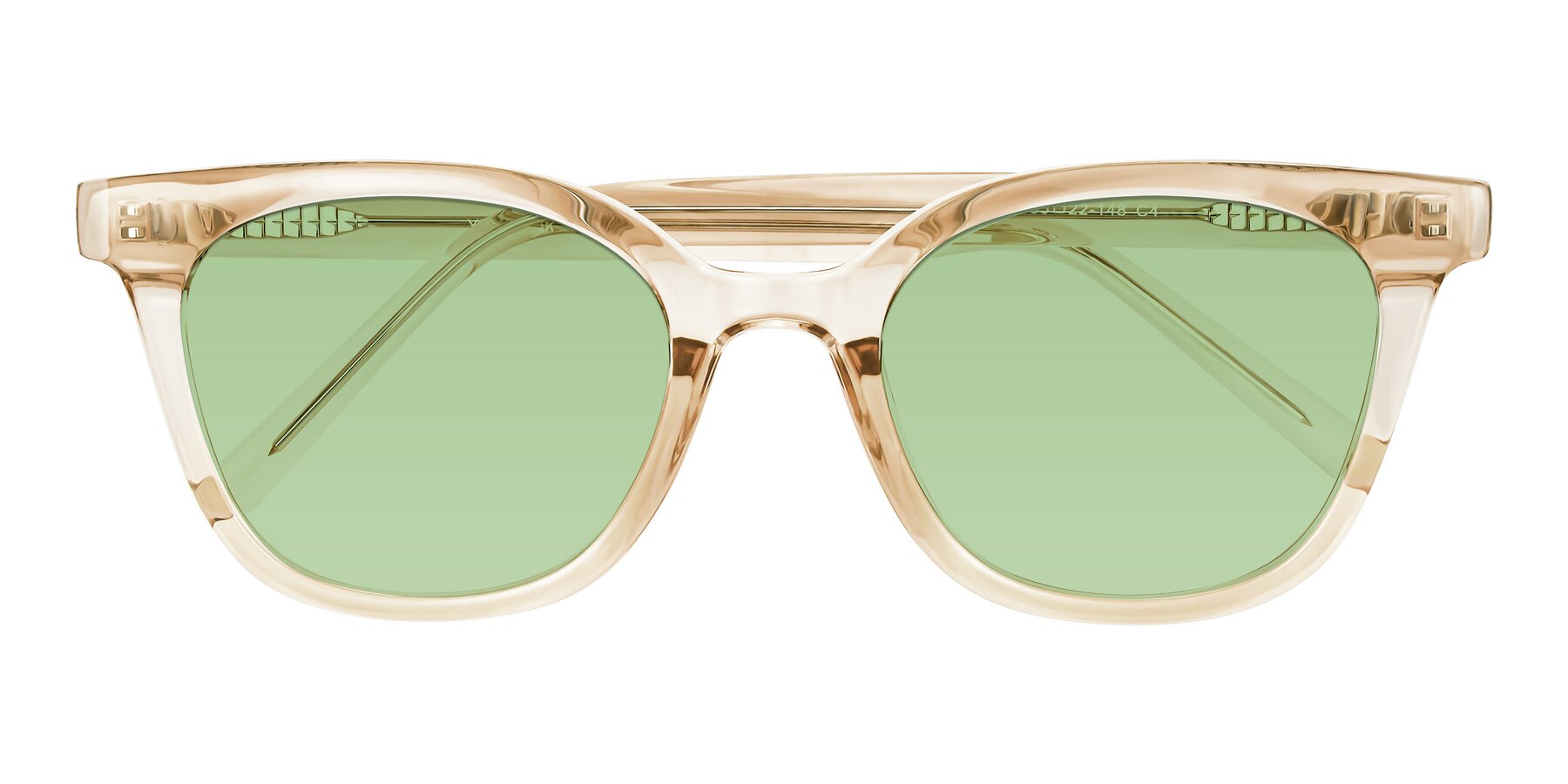 Folded Front of Jeromme in Champagne with Medium Green Tinted Lenses