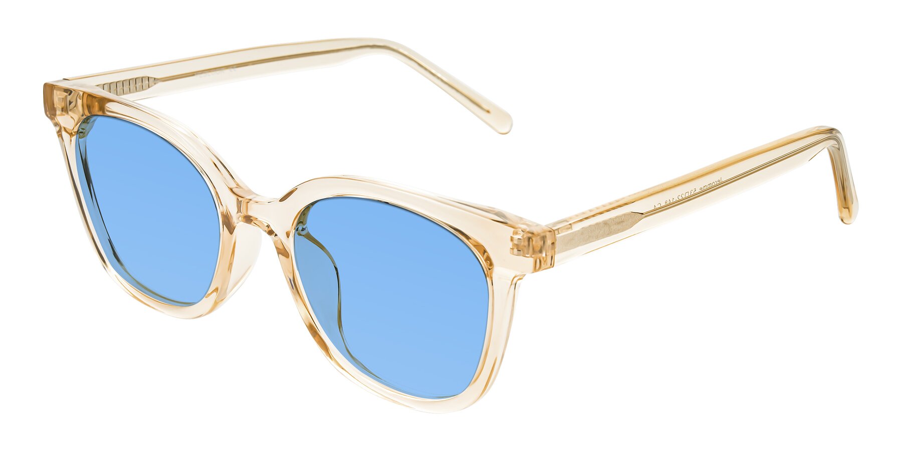 Angle of Jeromme in Champagne with Medium Blue Tinted Lenses