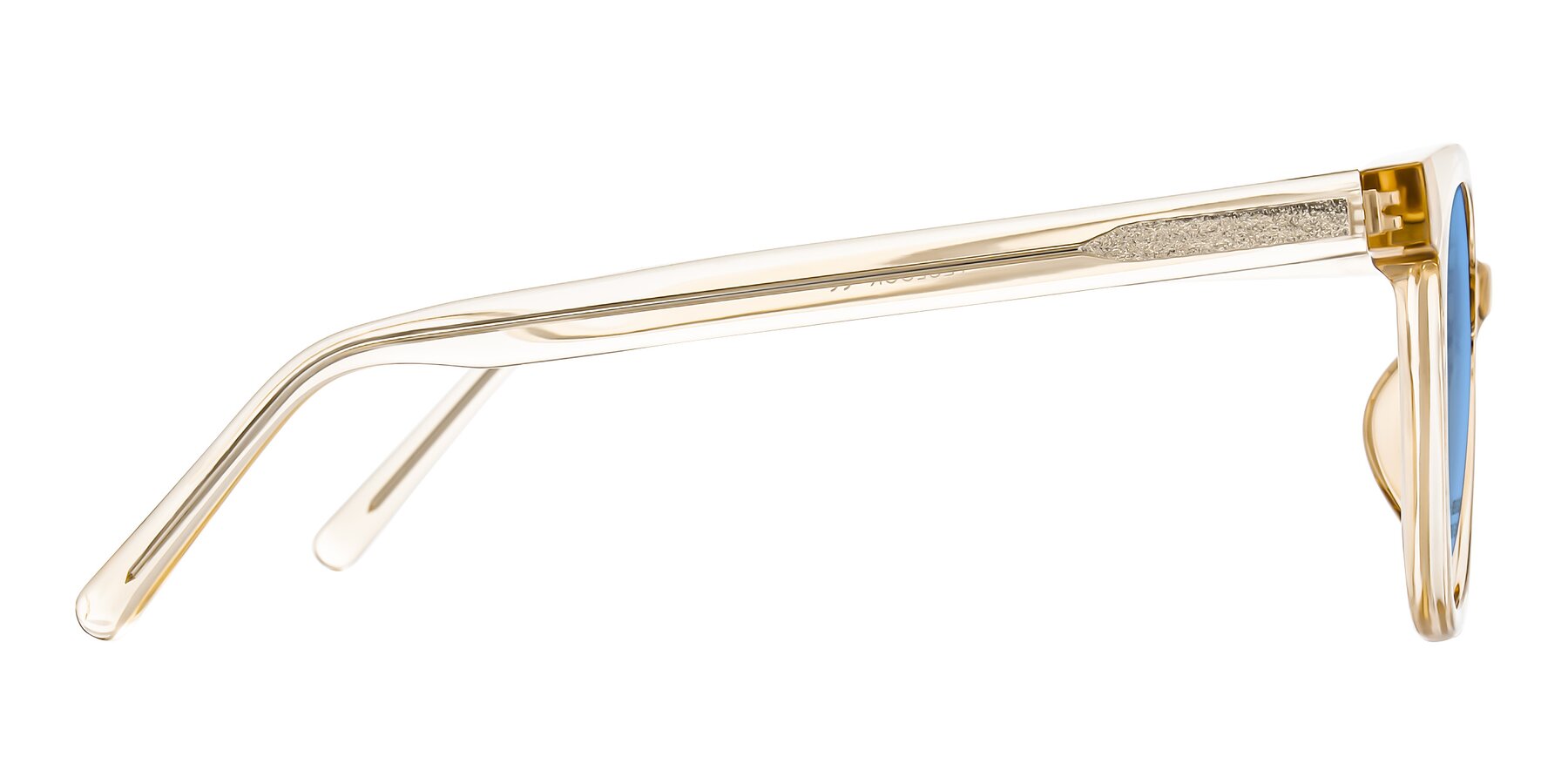 Side of Jeromme in Champagne with Medium Blue Tinted Lenses