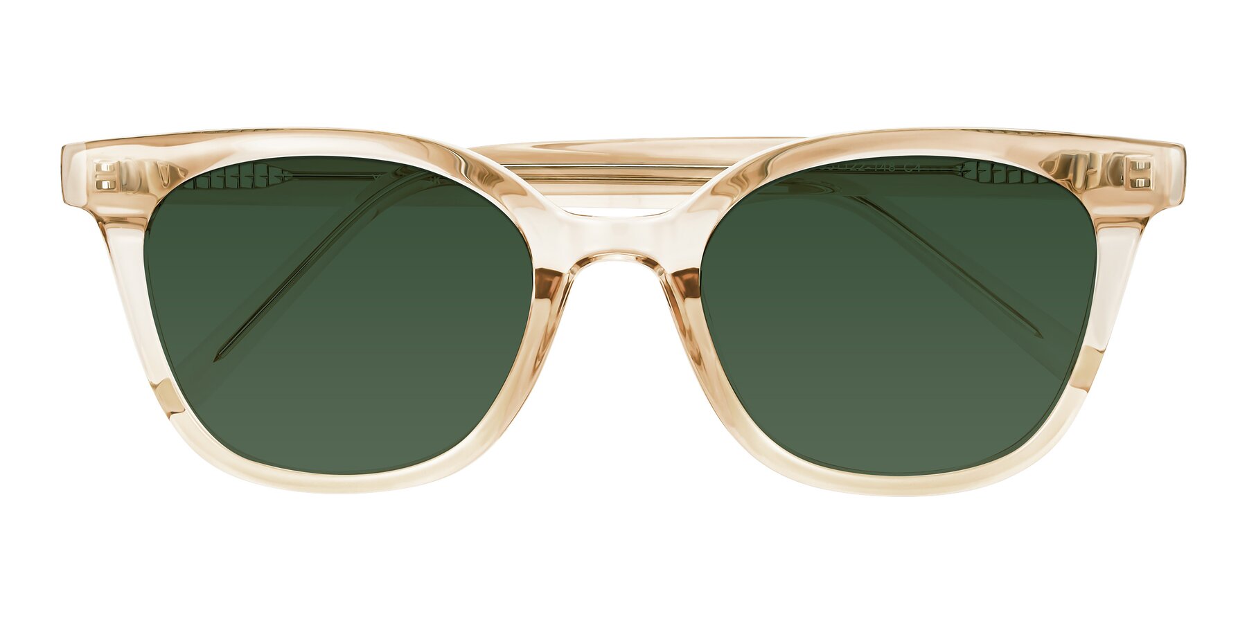 Folded Front of Jeromme in Champagne with Green Tinted Lenses