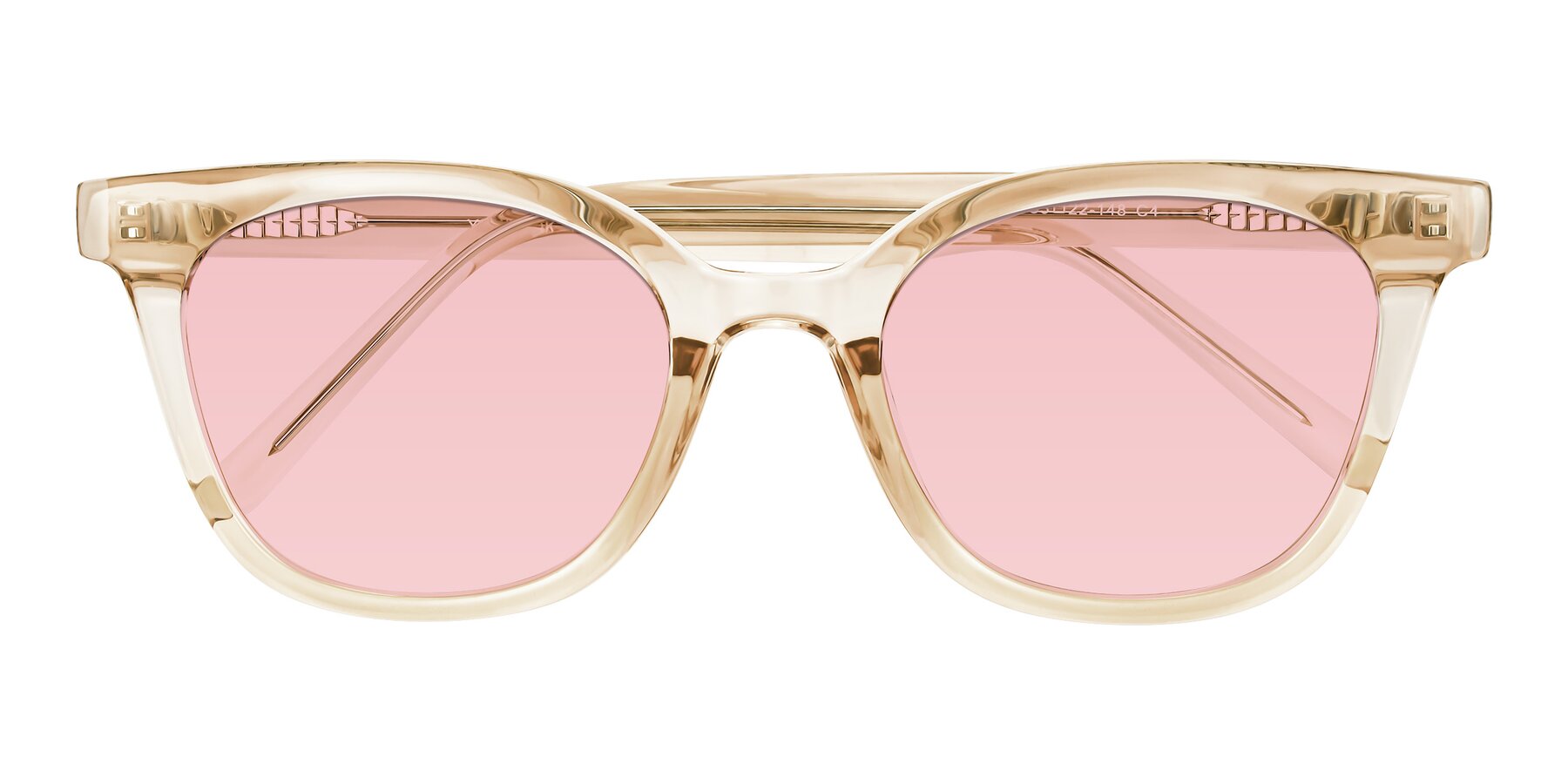 Folded Front of Jeromme in Champagne with Light Garnet Tinted Lenses