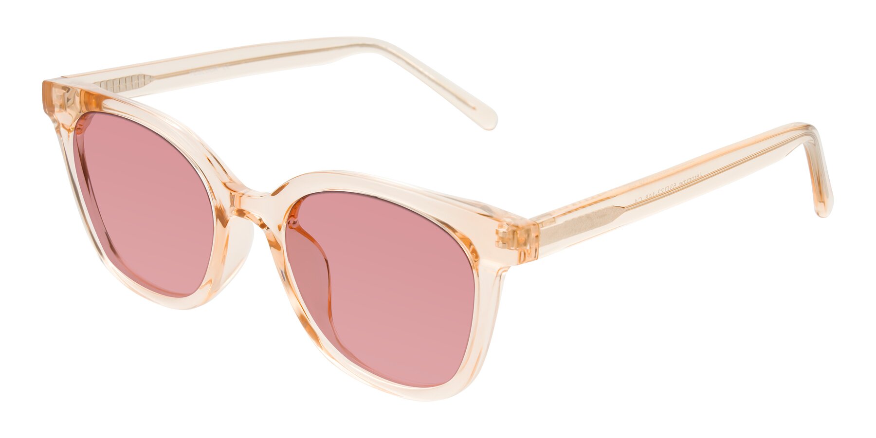 Angle of Jeromme in Champagne with Medium Garnet Tinted Lenses