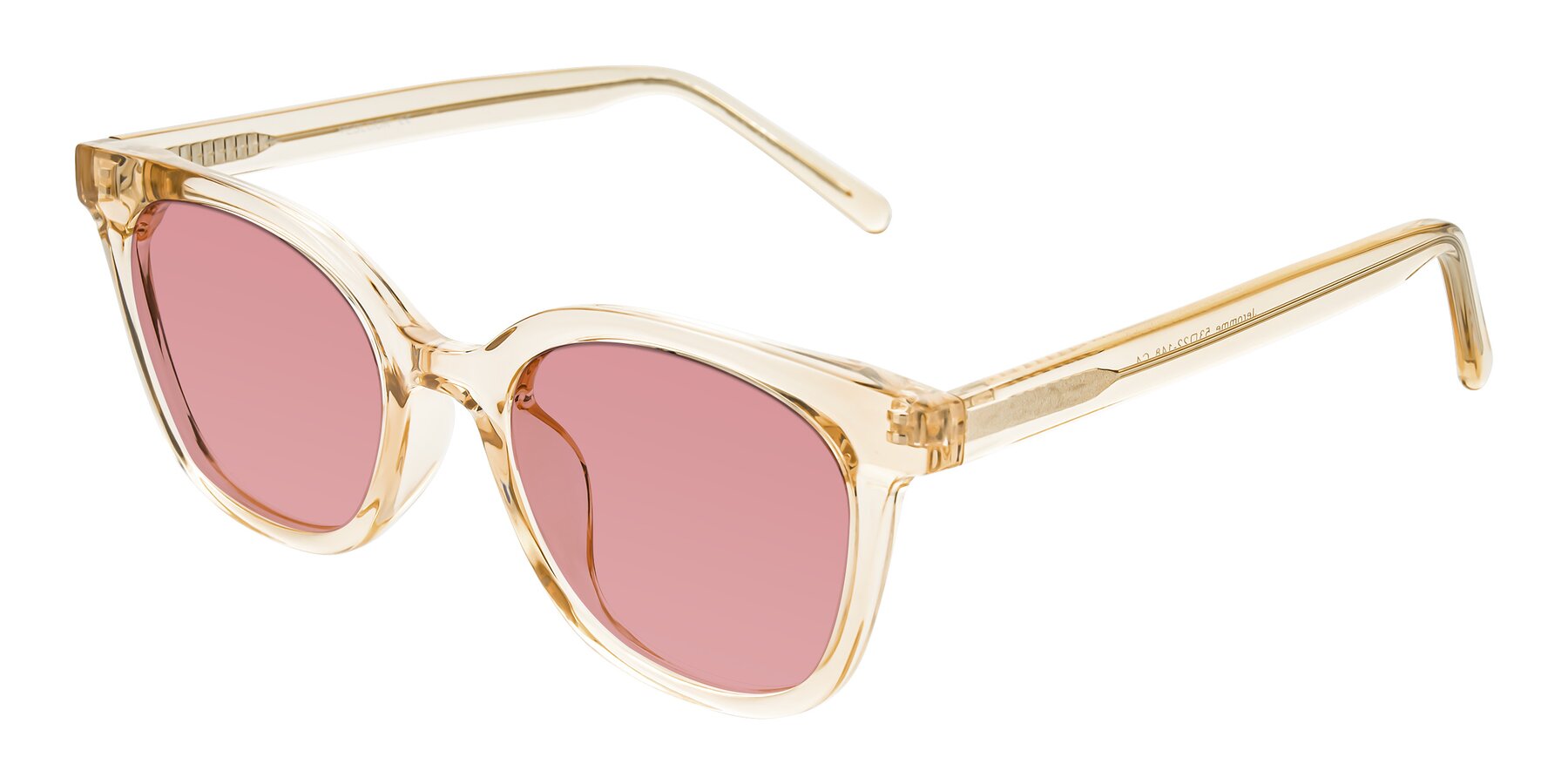 Angle of Jeromme in Champagne with Medium Garnet Tinted Lenses