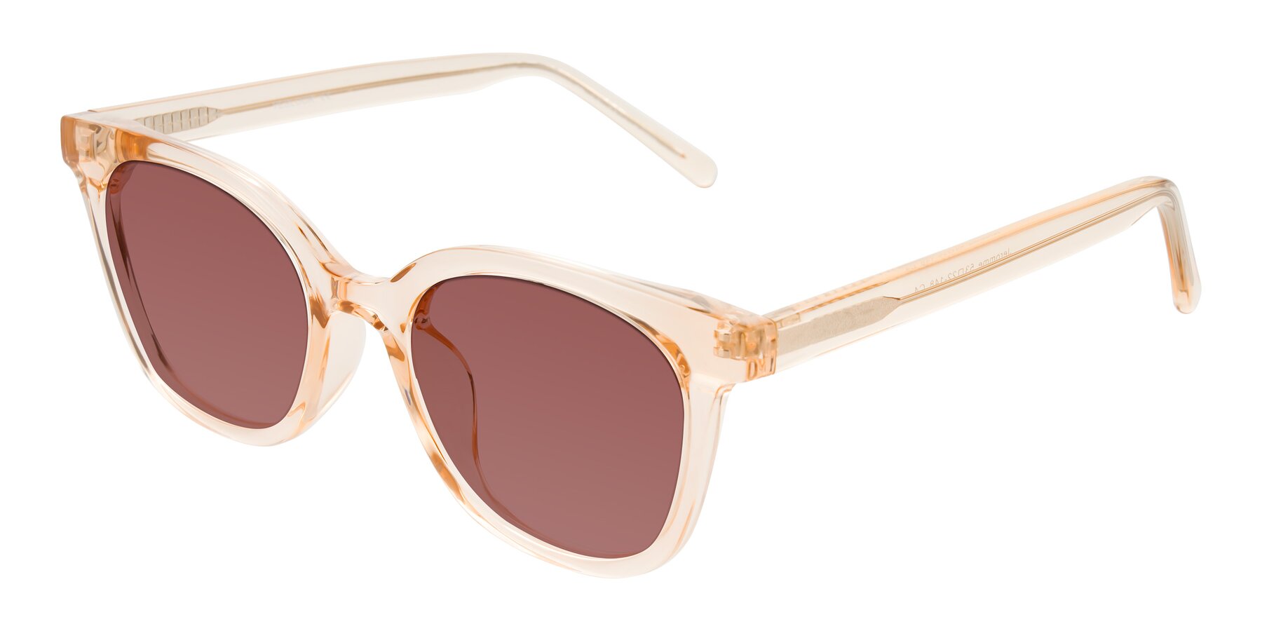 Angle of Jeromme in Champagne with Garnet Tinted Lenses